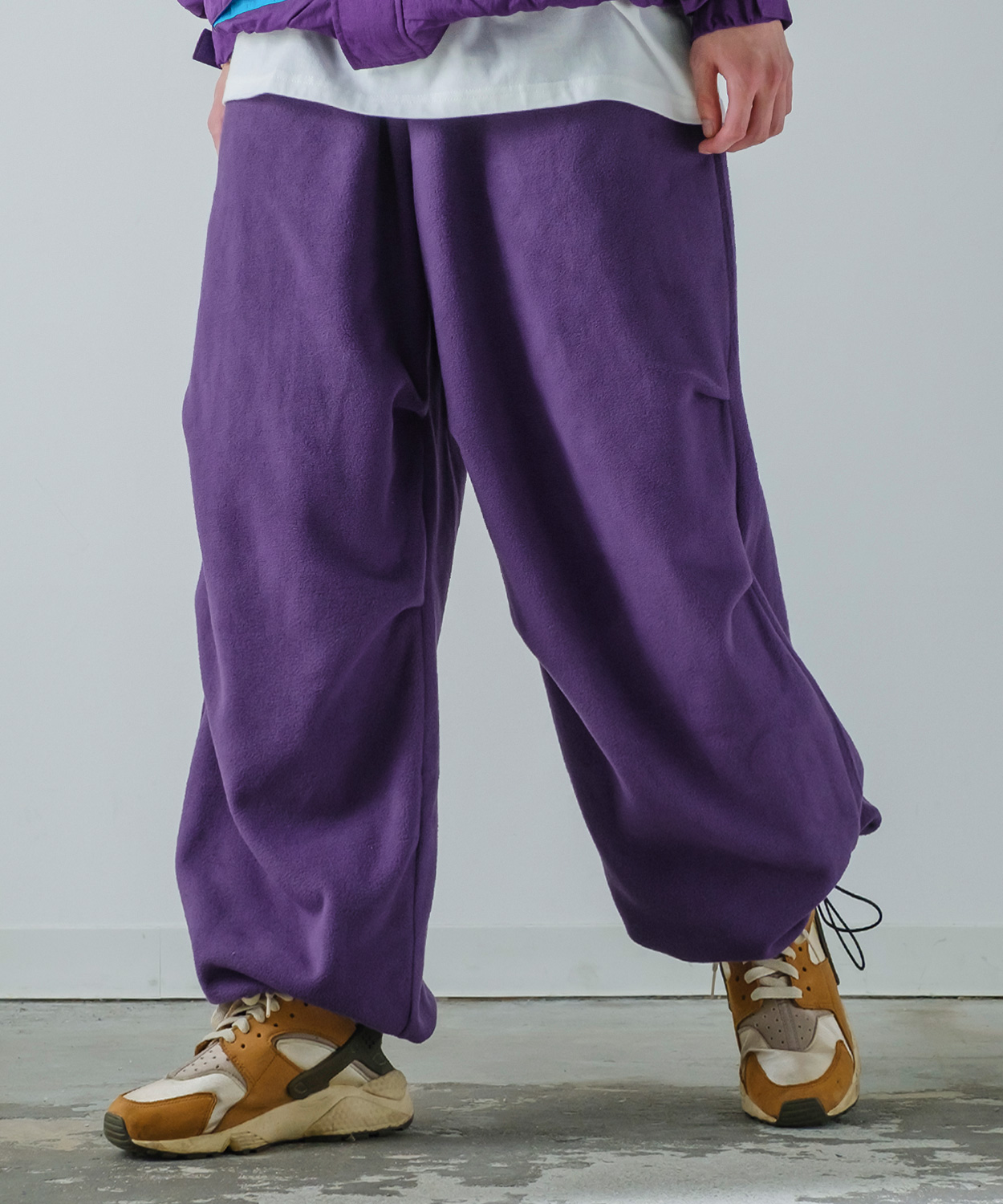 リブパンツ メンズ マイクロフリース バルーンシルエット イージーパンツ ボトムス オーバーサイズ ゆったり 大きいサイズ ストリート 韓国 | improves | 05