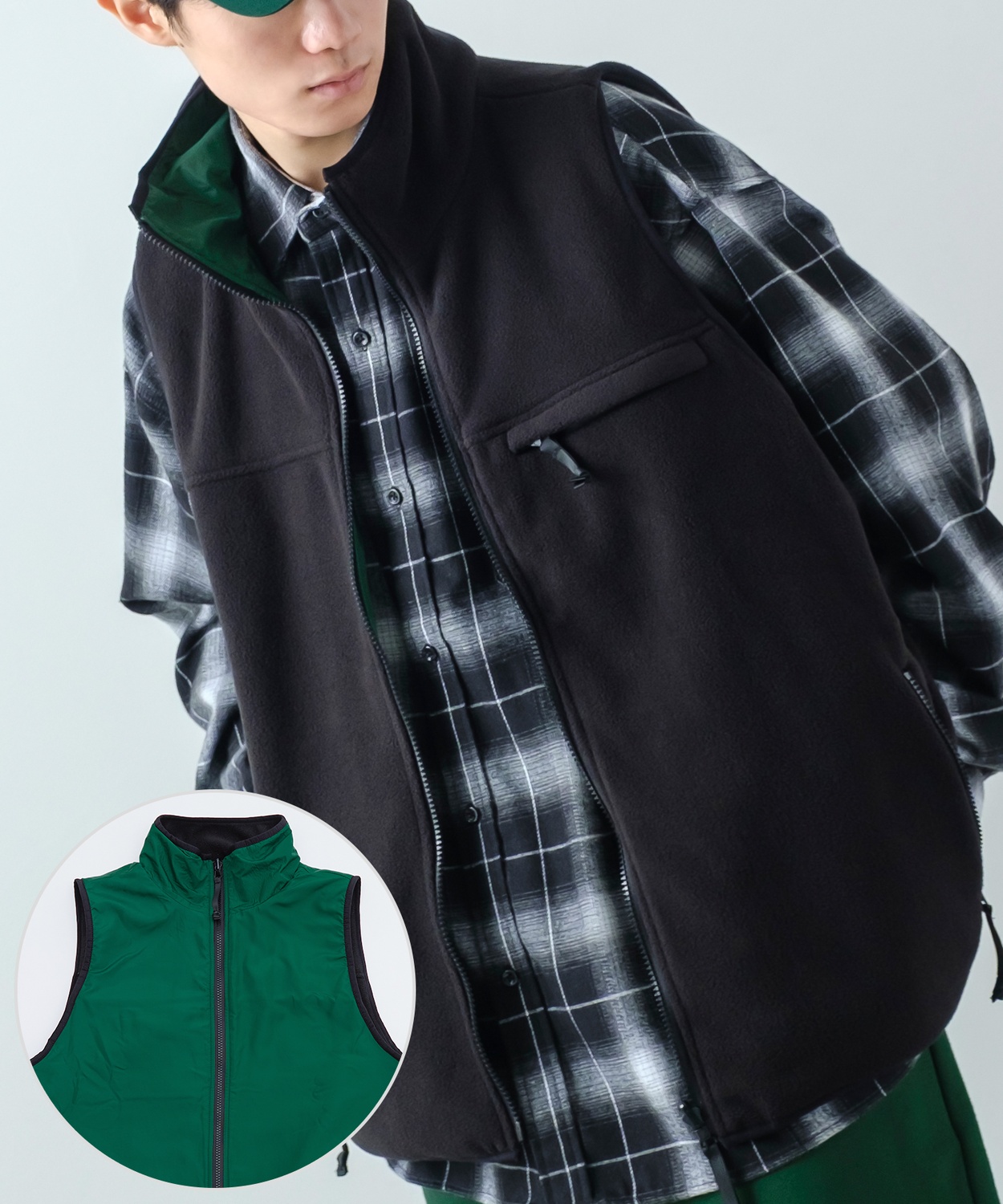 ベスト メンズ マイクロ フリース リバーシブルベスト 幾何学模様 オーバーサイズ ゆったり 大きいサイズ アメカジ ストリート古着MIX スケーター アウトドア | improves | 01