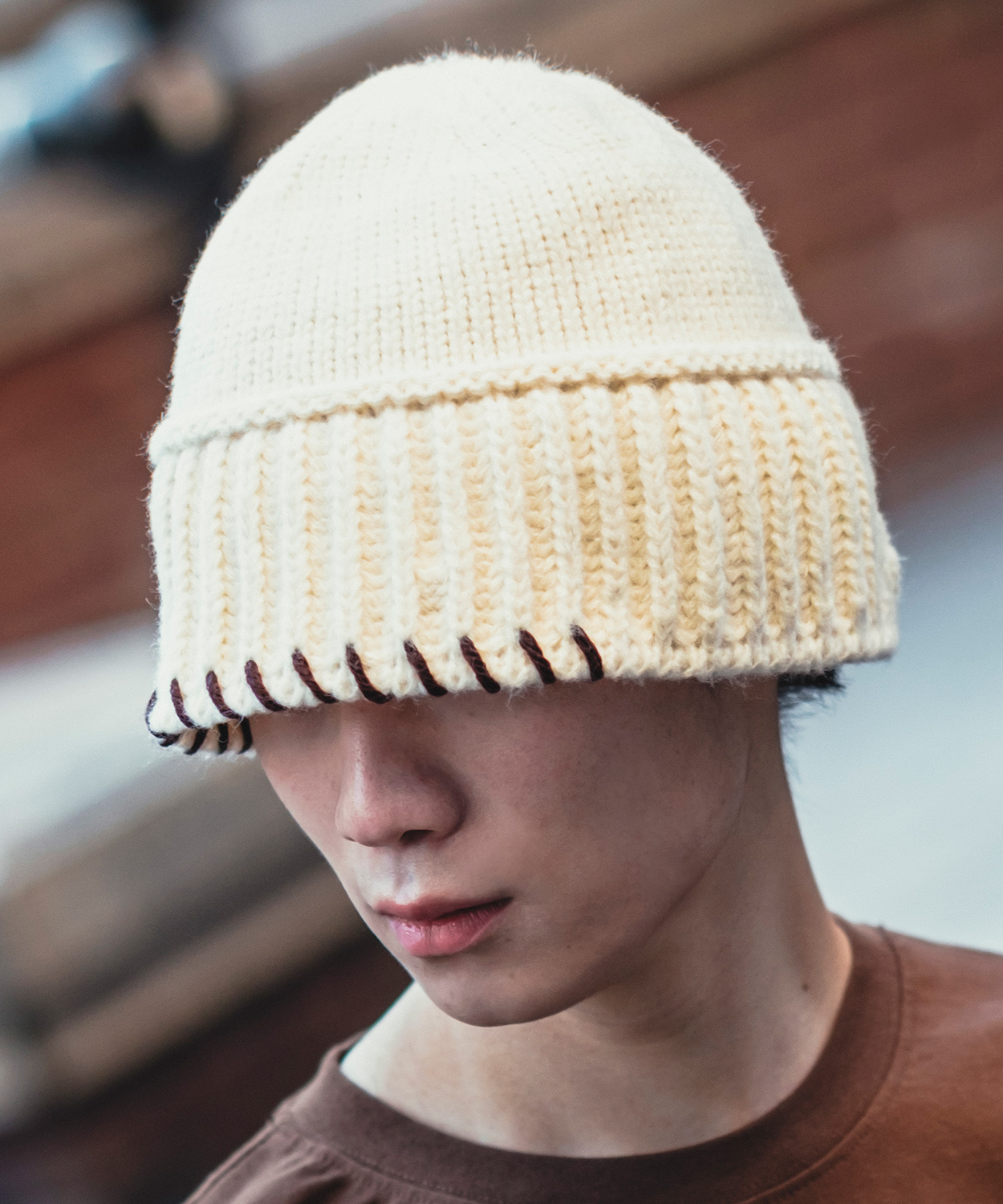 ニット帽 メンズ レディース ステッチデザイン ニットキャップ ビーニー ストリート 韓国ファッション カジュアル 古着MIX イエロー ラベンダー ブラック グレー | improves | 05