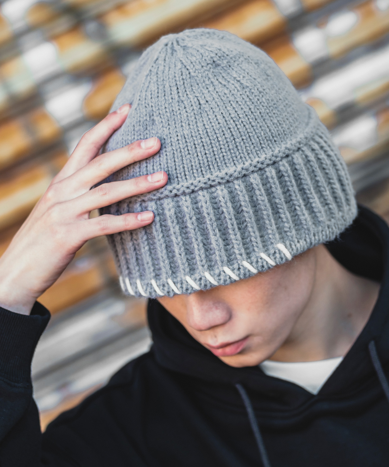 ニット帽 メンズ レディース ステッチデザイン ニットキャップ ビーニー ストリート 韓国ファッション カジュアル 古着MIX イエロー ラベンダー ブラック グレー | improves | 04