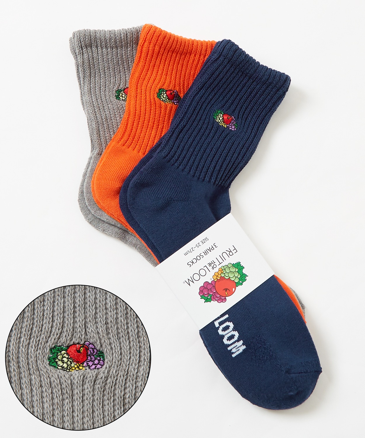 ソックス メンズ FRUIT OF THE LOOM/フルーツオブザルーム 3足セット ワンポイント 刺しゅう カラーソックス スニーカーソックス 靴下 くつした | FRUIT OF THE LOOM | 01