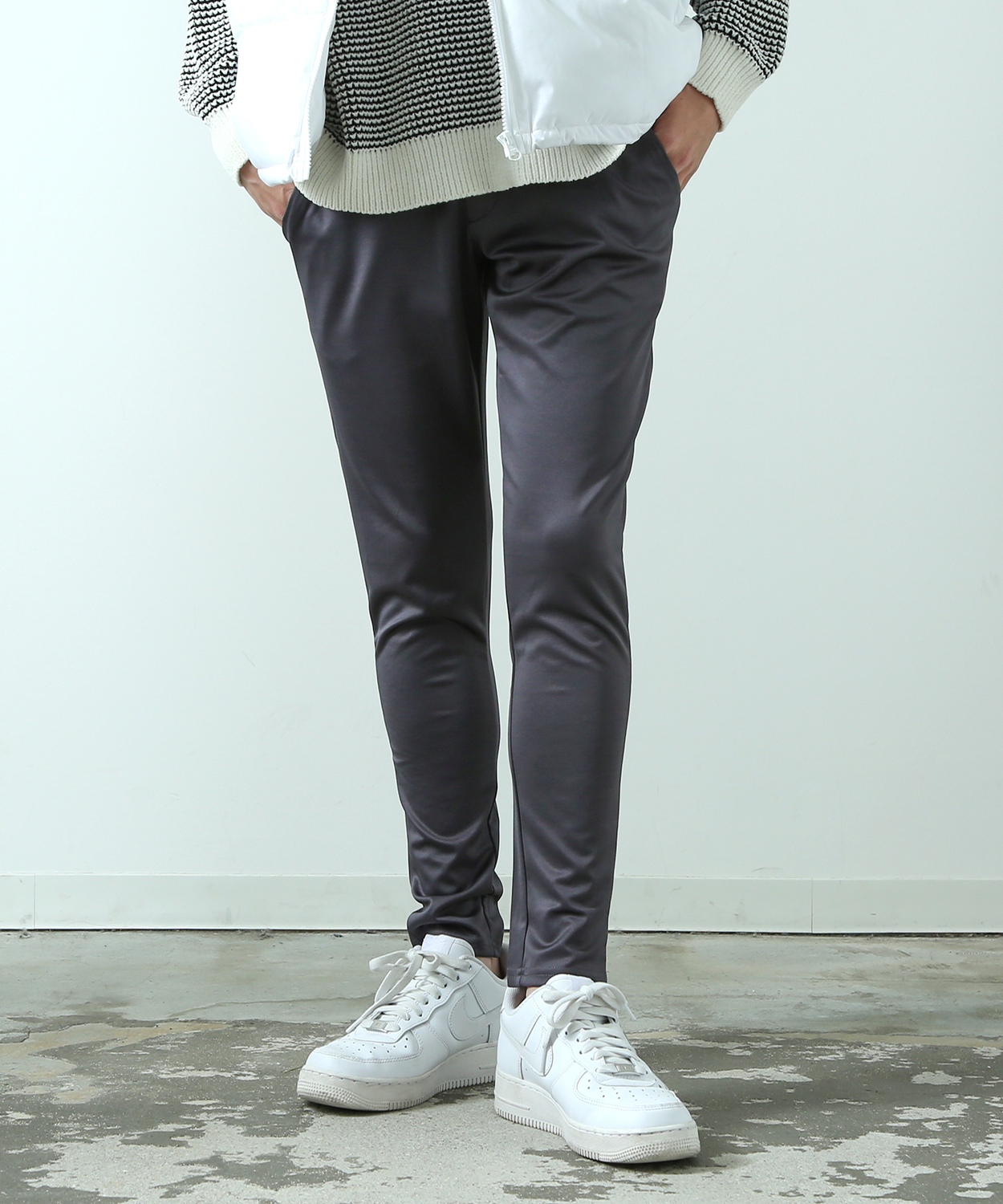 イージーパンツ メンズ レディース ポンチ スリムパンツ スキニーパンツ ストレッチパンツ 細身 すっきり スマート カジュアル シンプル ベーシック 大人 | improves | 05