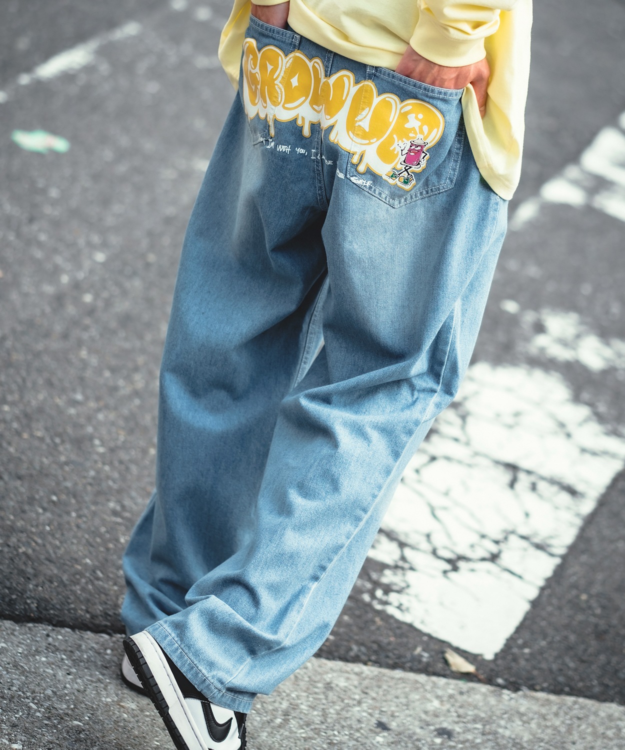 improves バギーパンツ メンズ ヒッププリント バックプリント