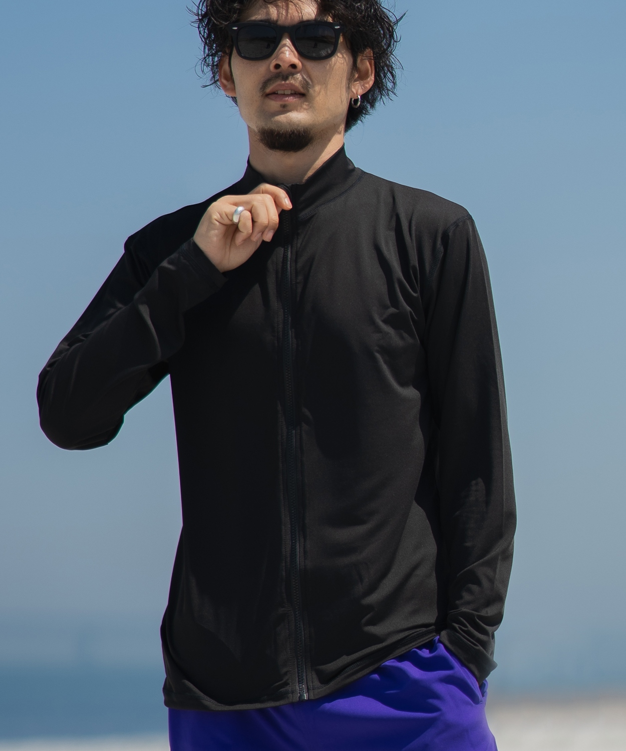 ラッシュガード メンズ フロントジップ ジップアップ ライトアウター 水着 海水浴  アメカジ カジュアル サーフ サーファー ストリート 西海岸 大人カジュアル | improves | 05