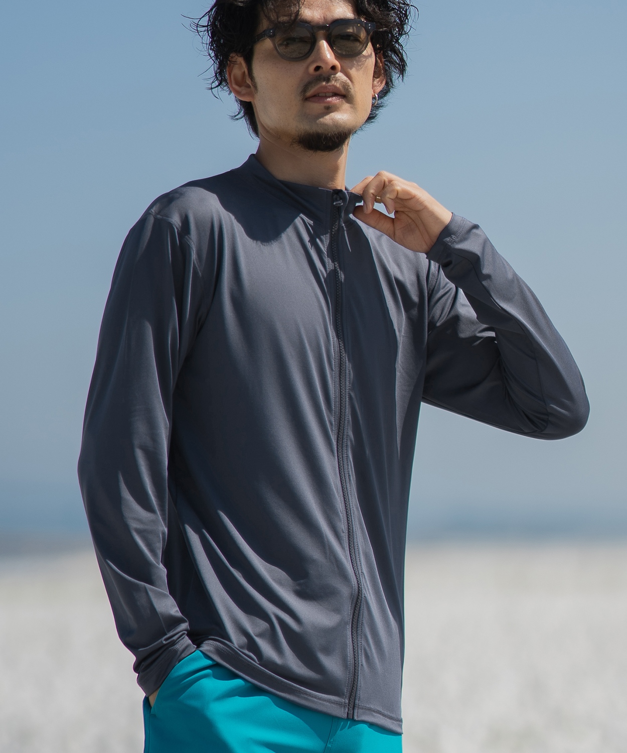 ラッシュガード メンズ フロントジップ ジップアップ ライトアウター 水着 海水浴  アメカジ カジュアル サーフ サーファー ストリート 西海岸 大人カジュアル | improves | 04