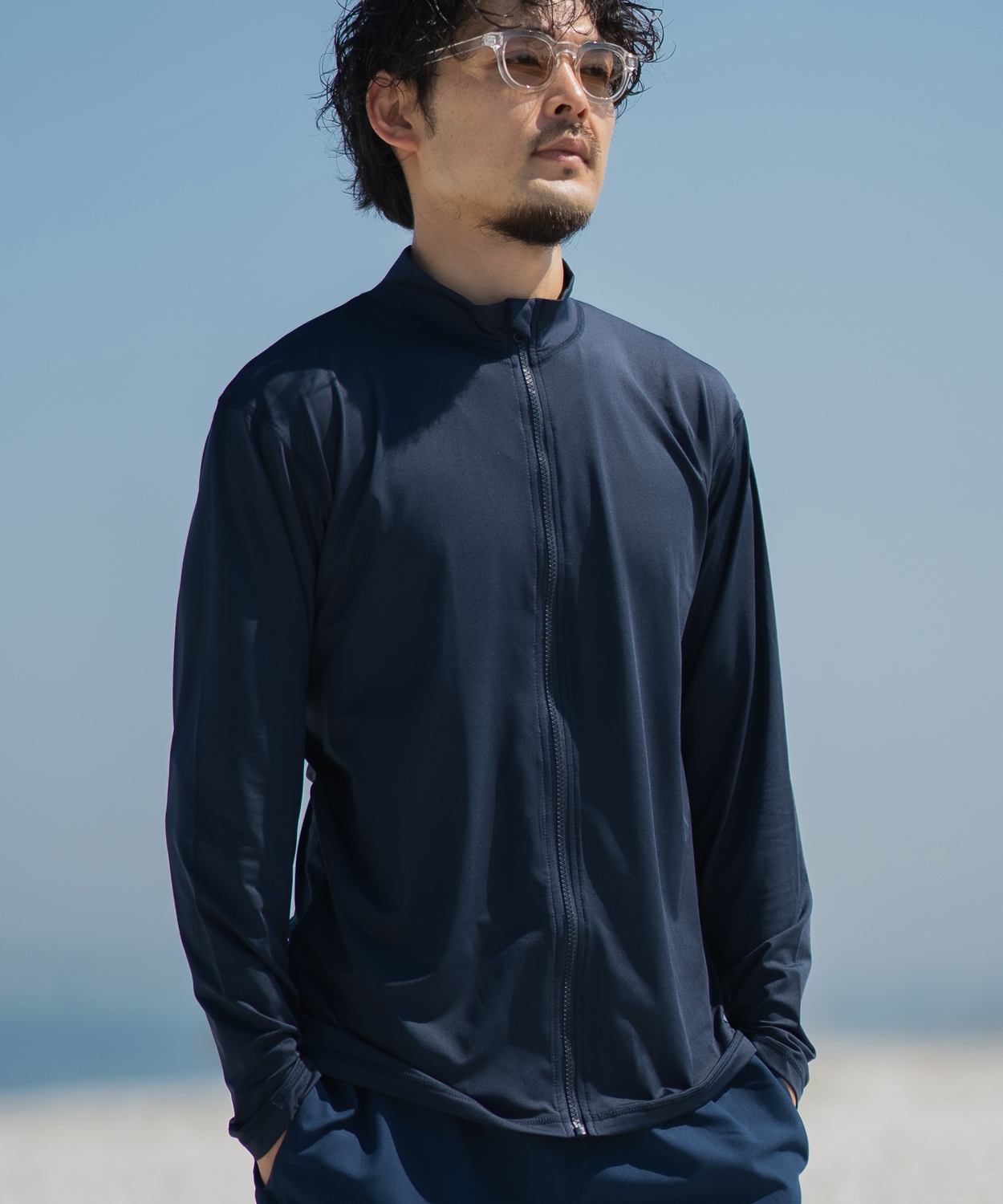 ラッシュガード メンズ フロントジップ ジップアップ ライトアウター 水着 海水浴  アメカジ カジュアル サーフ サーファー ストリート 西海岸 大人カジュアル | improves | 03