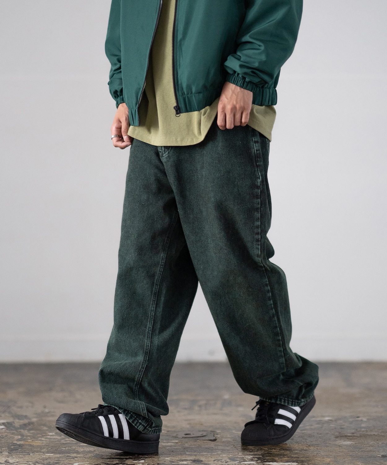 デニムパンツ メンズ ダメージ クラッシュ バギーパンツ ジーンズ ワイドパンツ 大きいサイズ ゆったり アメカジ カジュアル ストリート スケーター 韓国 | improves | 03