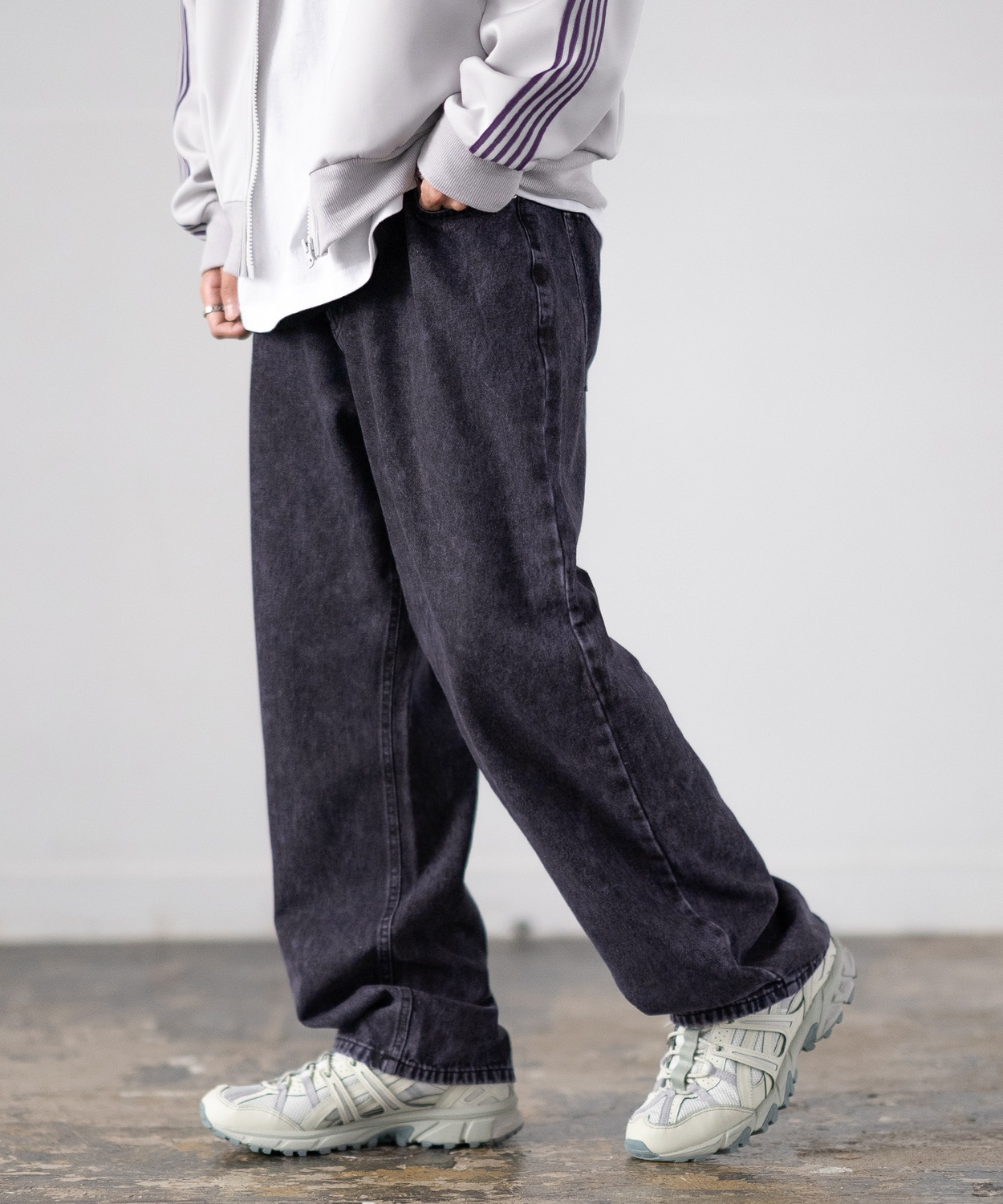 デニムパンツ メンズ ダメージ クラッシュ バギーパンツ ジーンズ ワイドパンツ 大きいサイズ ゆったり アメカジ カジュアル ストリート スケーター 韓国 | improves | 04