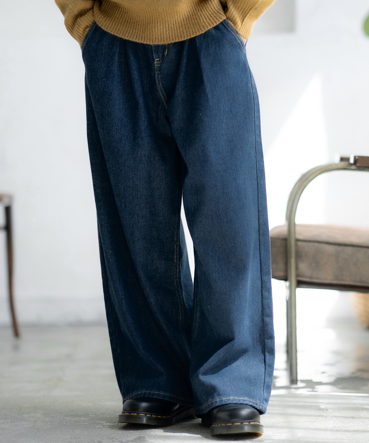 デニムパンツ メンズ ウォッシュ加工 ワイドパンツ カラーパンツ デニム ジーンズ アメカジ カジュアル ストリート スケーター 韓国ファッション | improves | 07