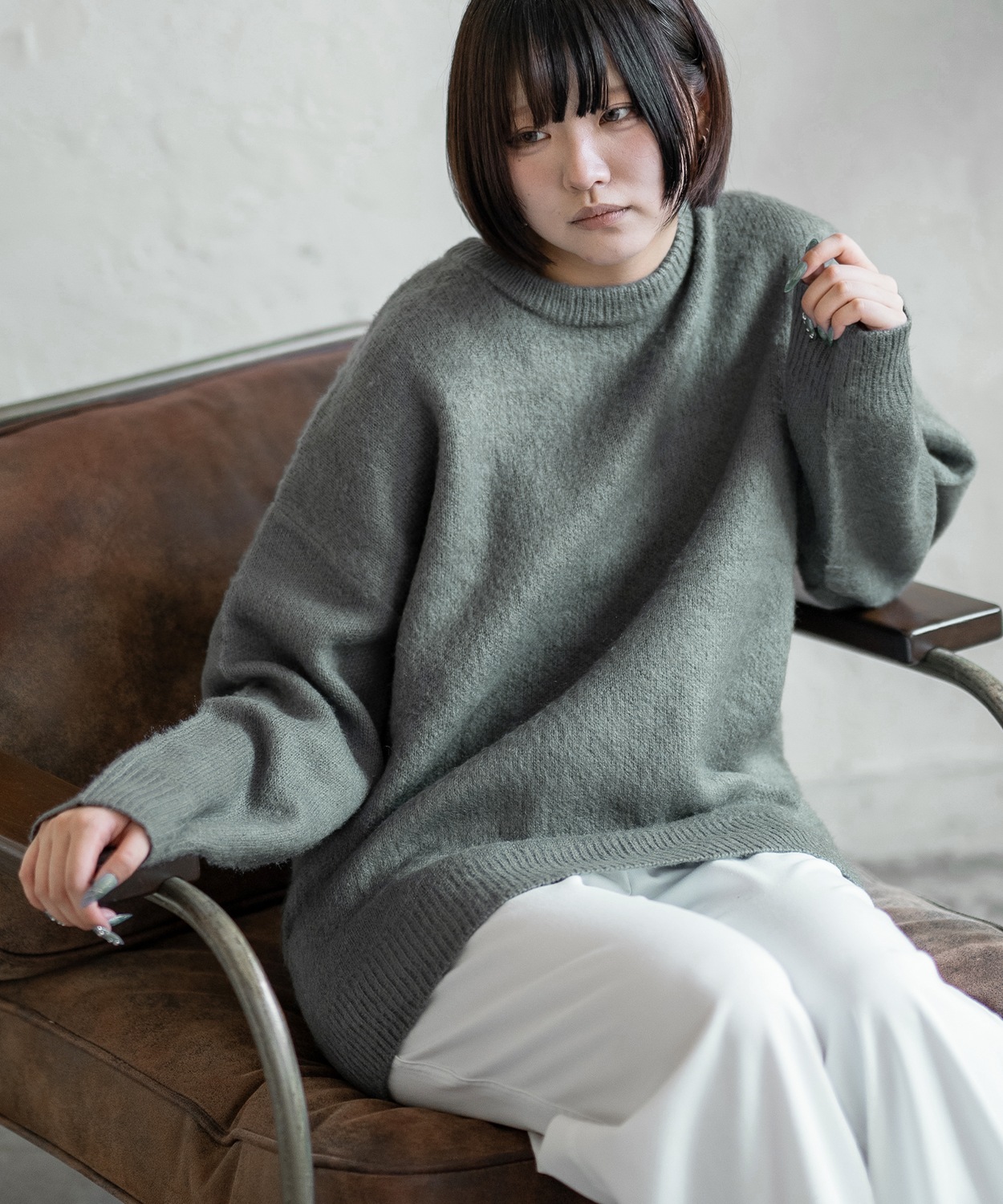 セーター メンズ モヘアタッチ クルーネックニット 無地 チェック ゼブラ ヒョウ柄 迷彩 総柄 アメカジ カジュアル シンプル ストリート スケーター 韓国 | improves | 06