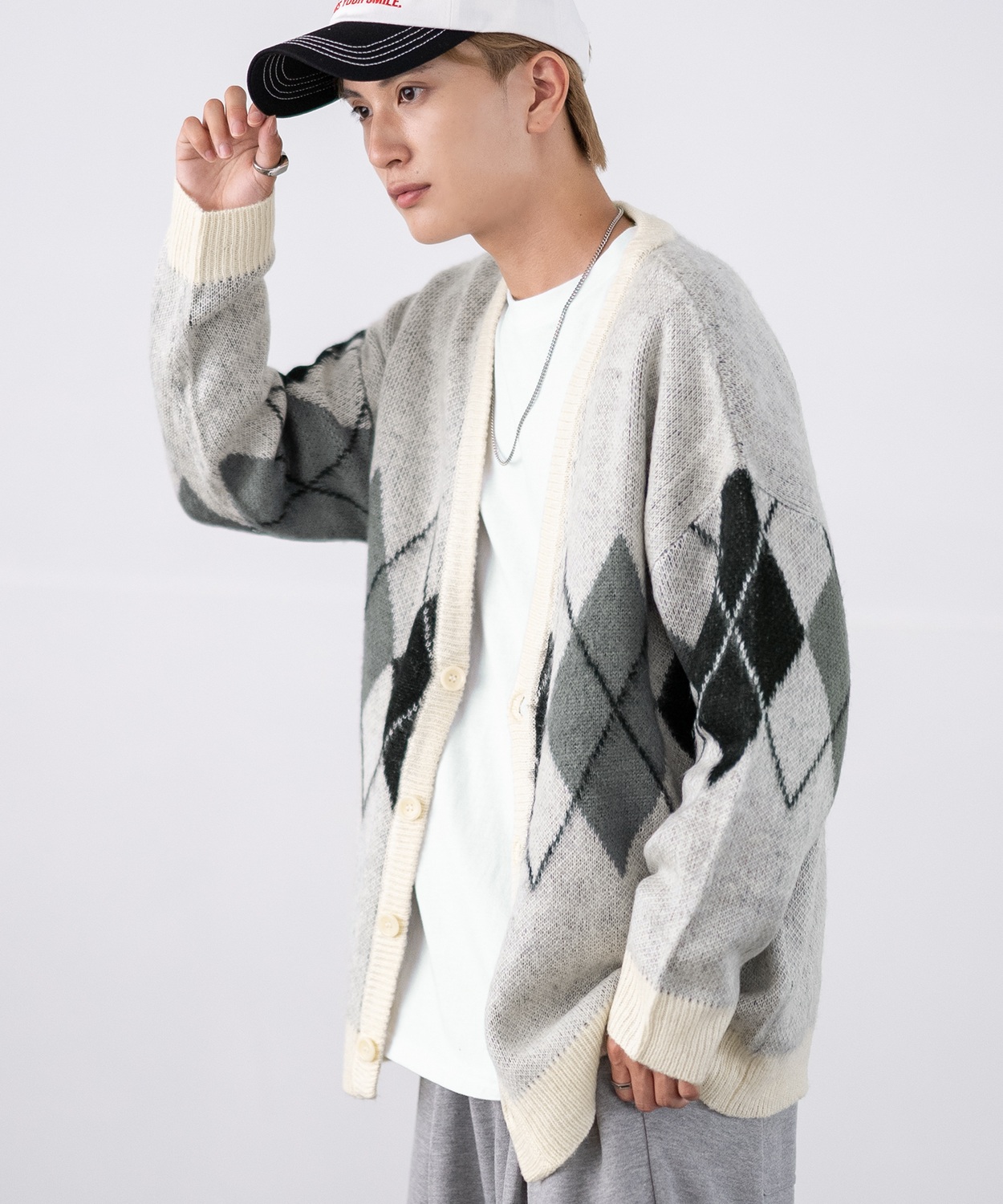 カーディガン メンズ モヘアタッチ Vネックニット 無地 チェック ヒョウ柄 迷彩 総柄 アメカジ カジュアル シンプル ストリート スケーター 韓国 | improves | 10