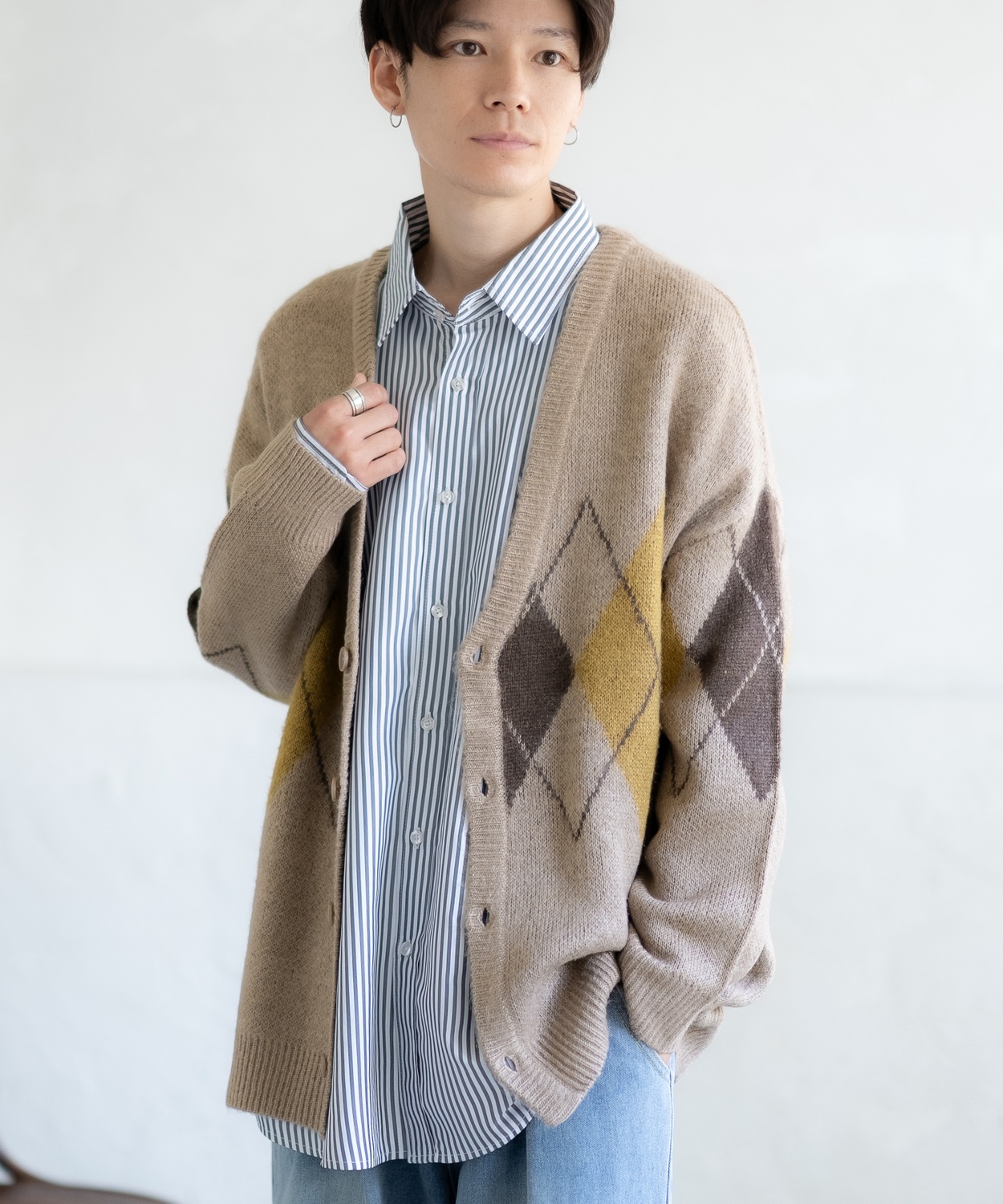 カーディガン メンズ モヘアタッチ Vネックニット 無地 チェック ヒョウ柄 迷彩 総柄 アメカジ カジュアル シンプル ストリート スケーター 韓国 | improves | 11