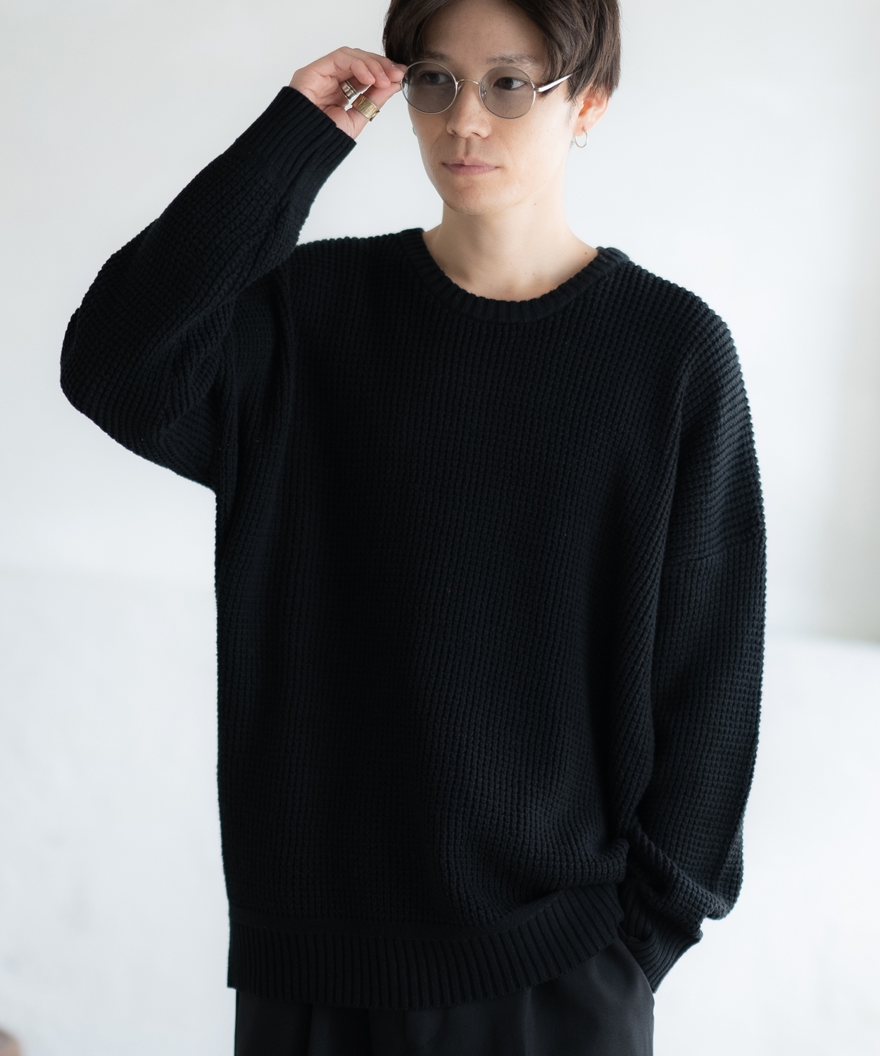 セーター メンズ ラーベン編み コットンニット クルーネックニット 無地 ボーダー 総柄 アメカジ カジュアル シンプル ストリート スケーター 韓国ファッション | improves | 03