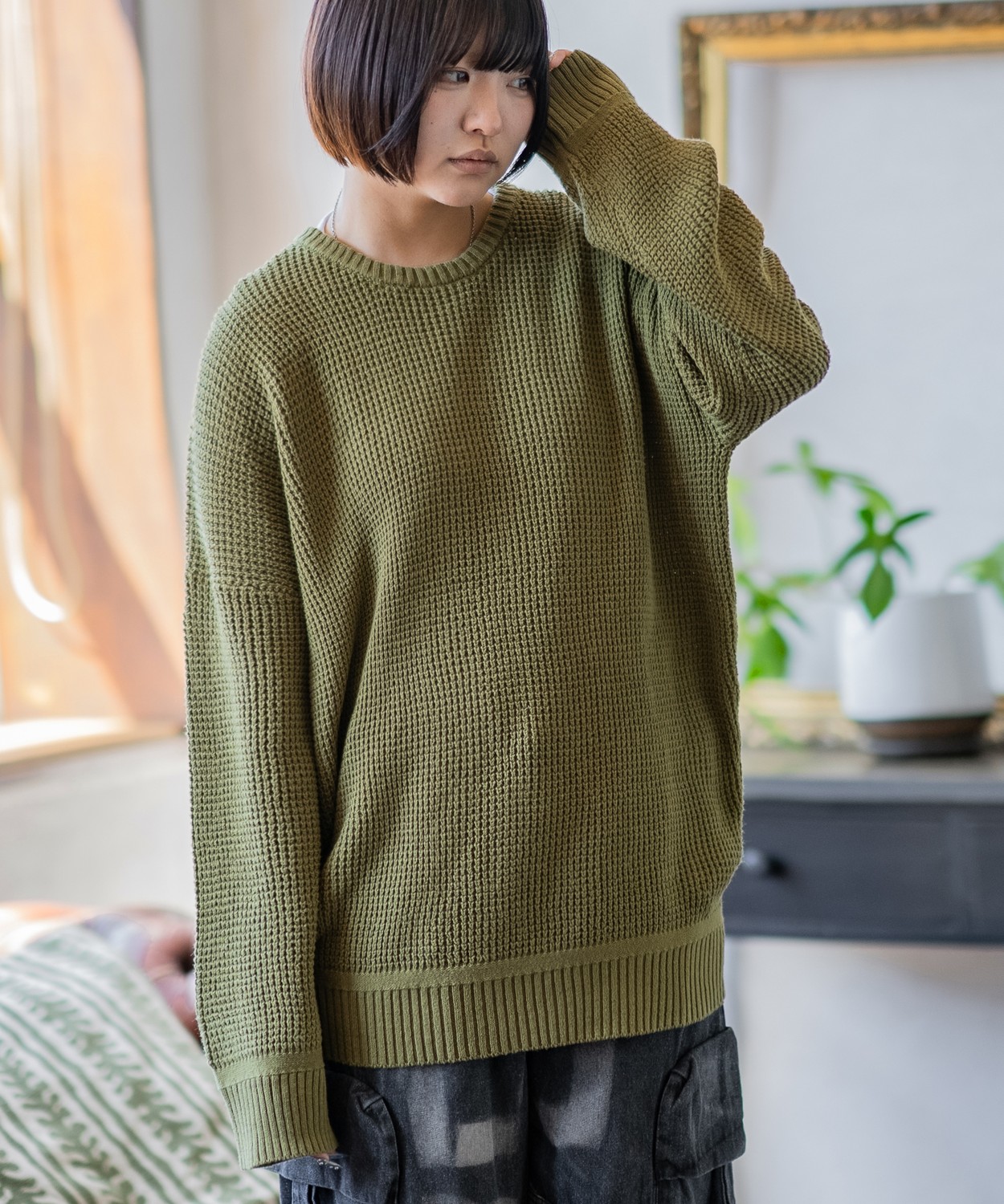 セーター メンズ ラーベン編み コットンニット クルーネックニット 無地 ボーダー 総柄 アメカジ カジュアル シンプル ストリート スケーター 韓国ファッション | improves | 05