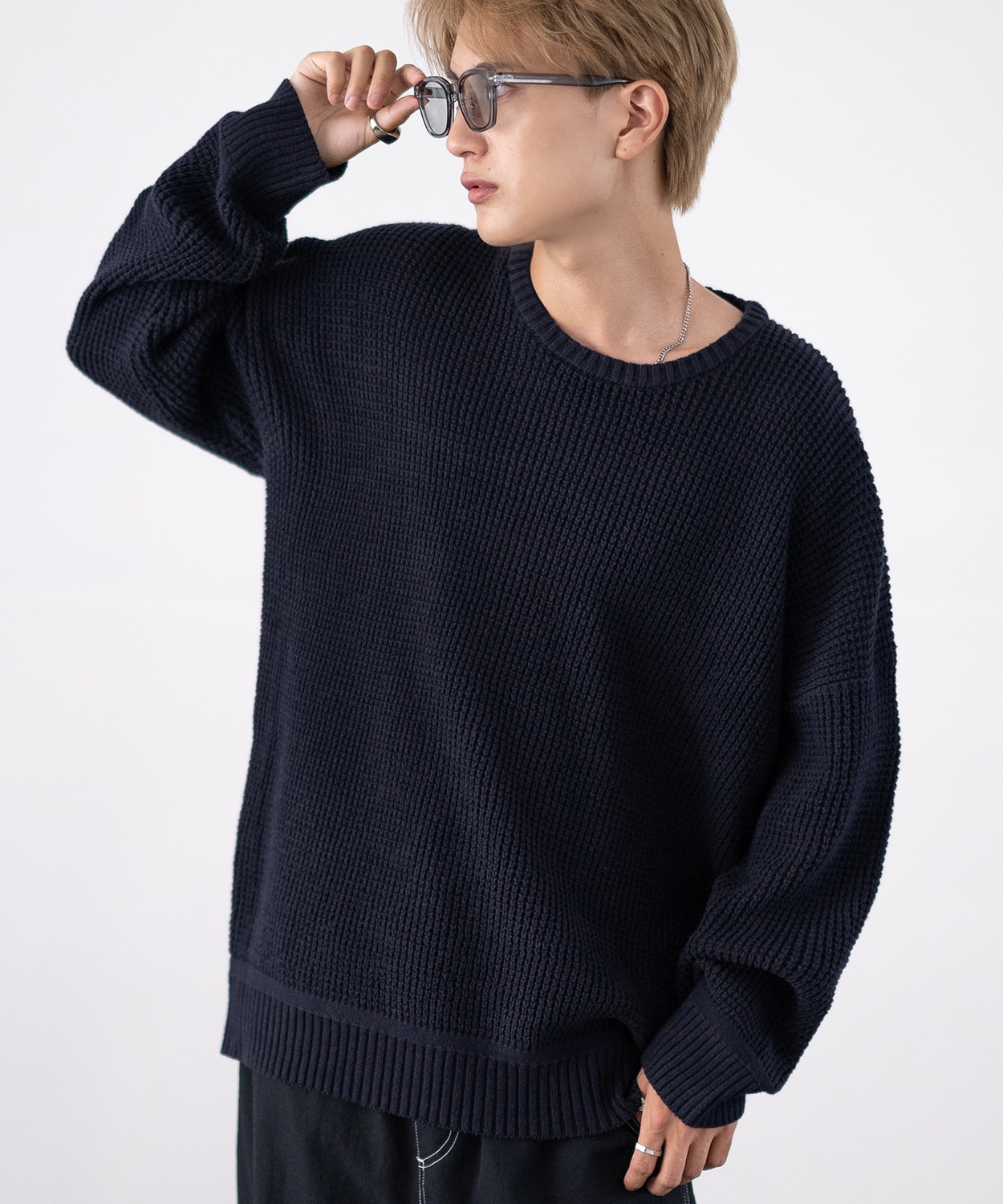 セーター メンズ ラーベン編み コットンニット クルーネックニット 無地 ボーダー 総柄 アメカジ カジュアル シンプル ストリート スケーター 韓国ファッション | improves | 07