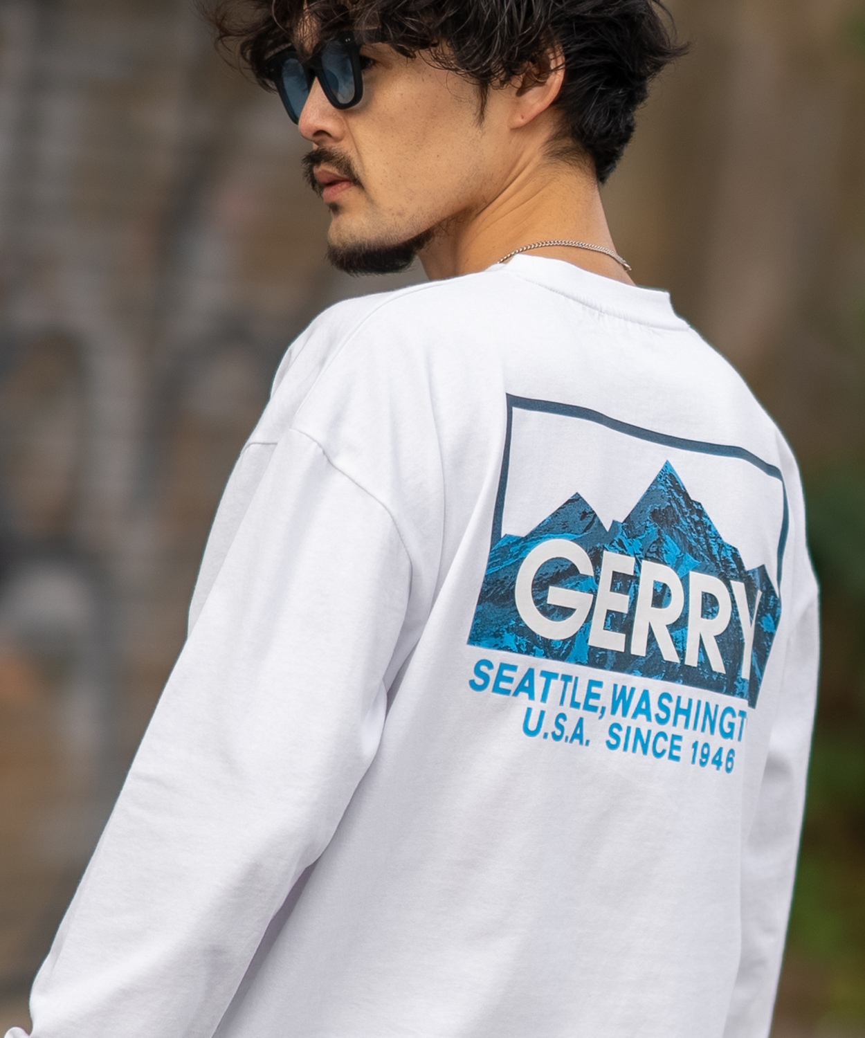 長袖Tシャツ メンズ GERRY ジェリー 別注プリント ロンT カットソー バックプリント ボックスロゴ アウトドア ストリート アメカジ 古着MIX ホワイト ブラック | GERRY | 01