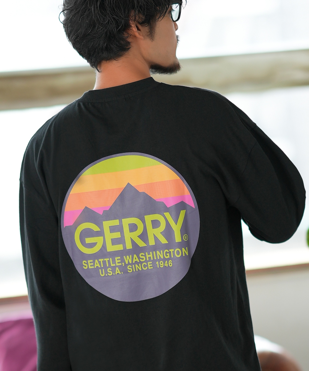 長袖Tシャツ メンズ GERRY ジェリー 別注プリント ロンT カットソー バックプリント サークルロゴ アウトドア ストリート アメカジ 古着MIX ホワイト ブラック | GERRY | 02