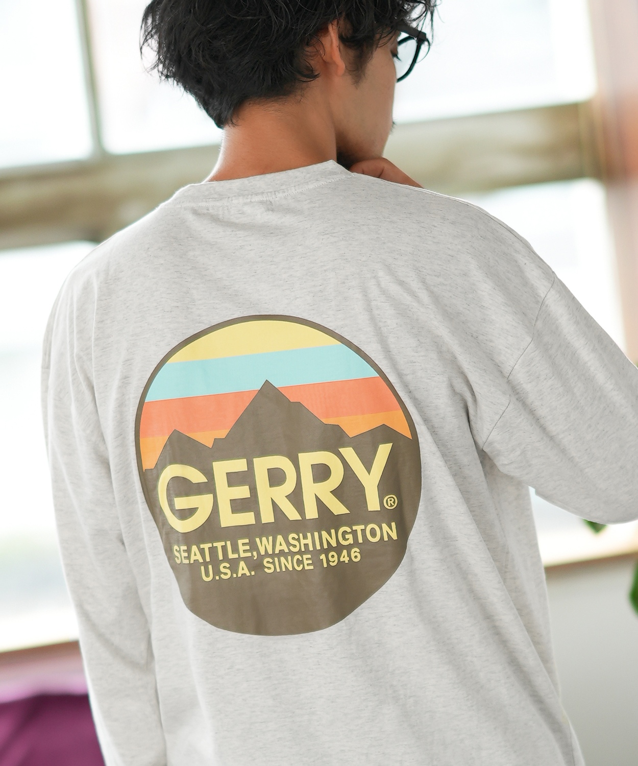 長袖Tシャツ メンズ GERRY ジェリー 別注プリント ロンT カットソー バックプリント サークルロゴ アウトドア ストリート アメカジ 古着MIX ホワイト ブラック | GERRY | 03