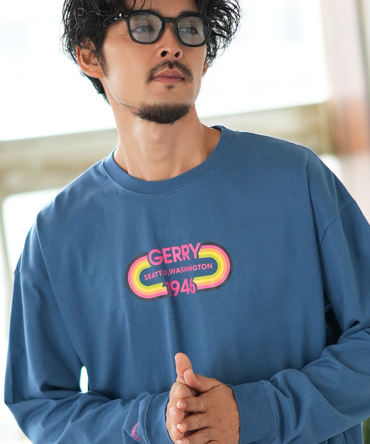 長袖Tシャツ メンズ GERRY ジェリー 別注プリント ロンT カットソー プリント オーバルロゴ アウトドア ストリート アメカジ 古着MIX ホワイト ブラック | GERRY | 05