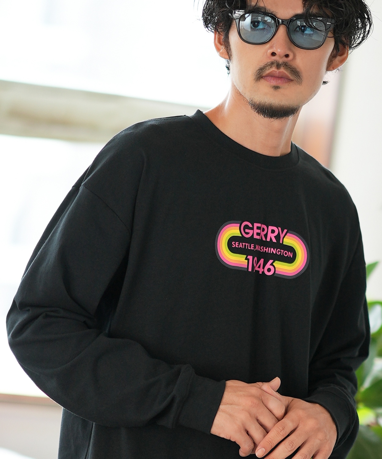 長袖Tシャツ メンズ GERRY ジェリー 別注プリント ロンT カットソー プリント オーバルロゴ アウトドア ストリート アメカジ 古着MIX ホワイト ブラック | GERRY | 02