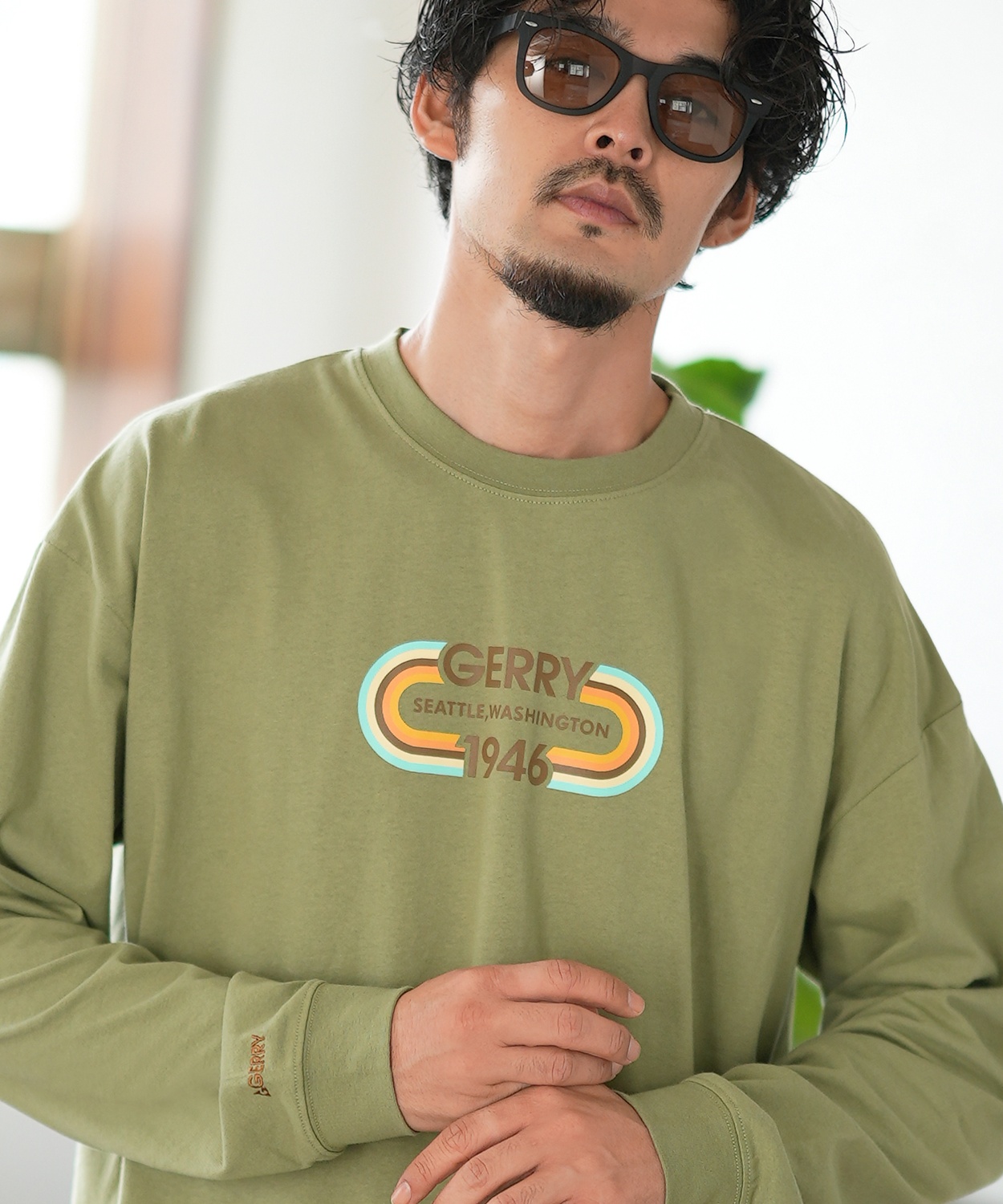 長袖Tシャツ メンズ GERRY ジェリー 別注プリント ロンT カットソー プリント オーバルロゴ アウトドア ストリート アメカジ 古着MIX ホワイト ブラック | GERRY | 04