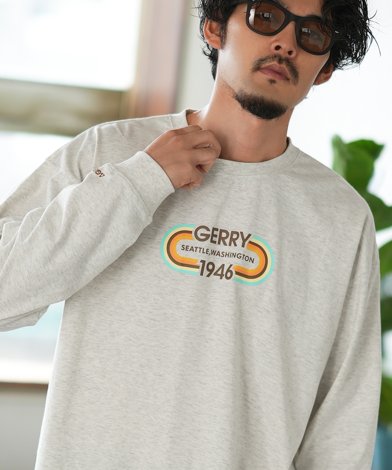 長袖Tシャツ メンズ GERRY ジェリー 別注プリント ロンT カットソー プリント オーバルロゴ アウトドア ストリート アメカジ 古着MIX ホワイト ブラック | GERRY | 03