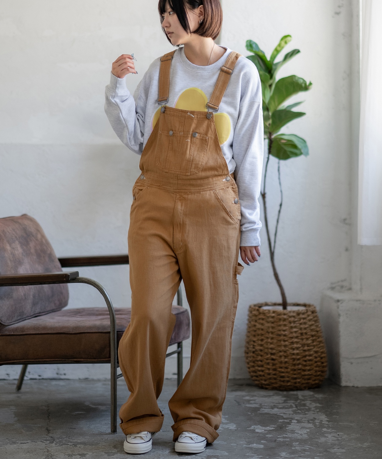 オーバーオール メンズ サロペット デニム ジーンズ ヒッコリー ワイド ゆったり アメカジ カジュアル ワーク ストリート 古着MIX ブルー ネイビー キャメル | improves | 04