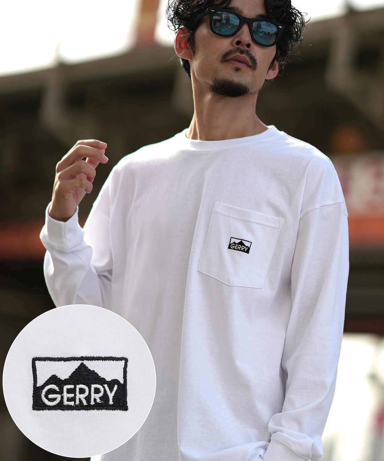長袖Tシャツ メンズ GERRY ジェリー 別注 マウントロゴ ワンポイント 刺しゅう ロンT カットソー ポケT アウトドア ストリート アメカジ 古着MIX | GERRY | 01
