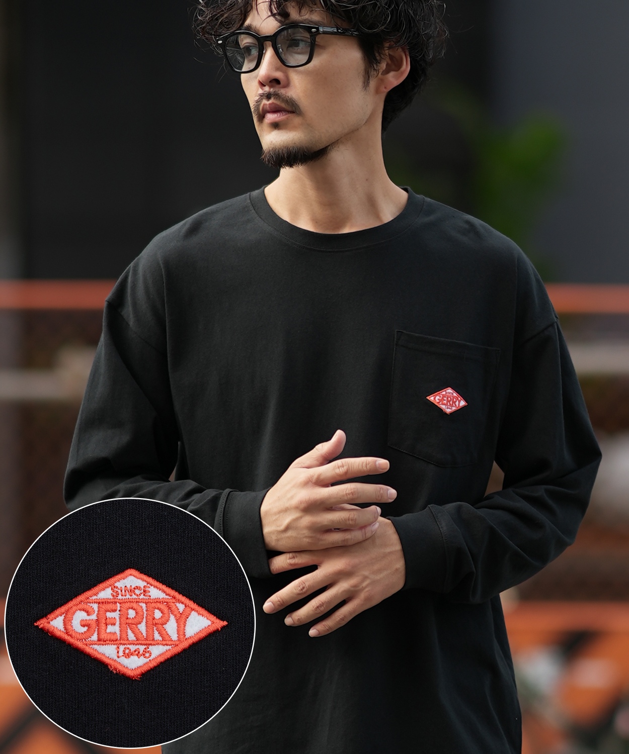 長袖Tシャツ メンズ GERRY ジェリー 別注 ダイヤロゴ ワンポイント 刺しゅう ロンT カットソー ポケT アウトドア ストリート アメカジ 古着MIX | GERRY | 02