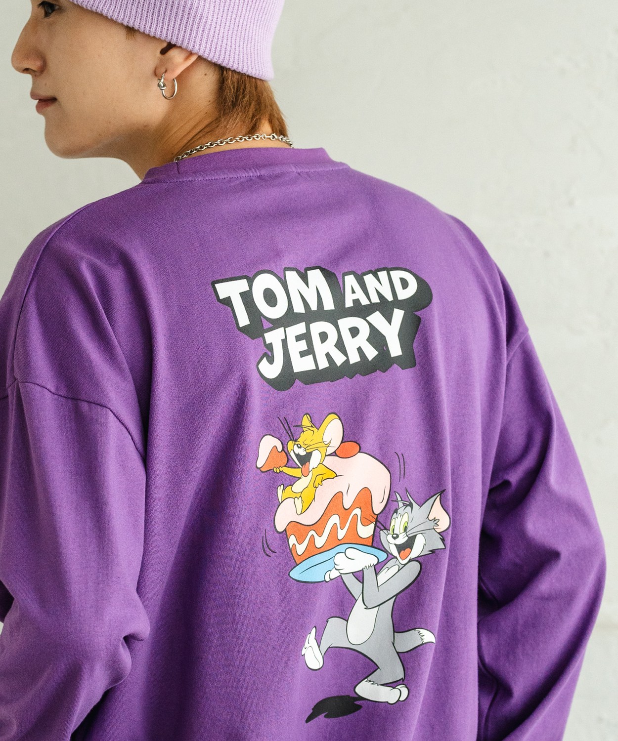 長袖Tシャツ メンズ TOM&JERRY トムとジェリー プリント ケーキ カットソー ロンT カートゥーン 大きめ アメカジ カジュアル スケーター ストリート 古着MIX | improves | 04