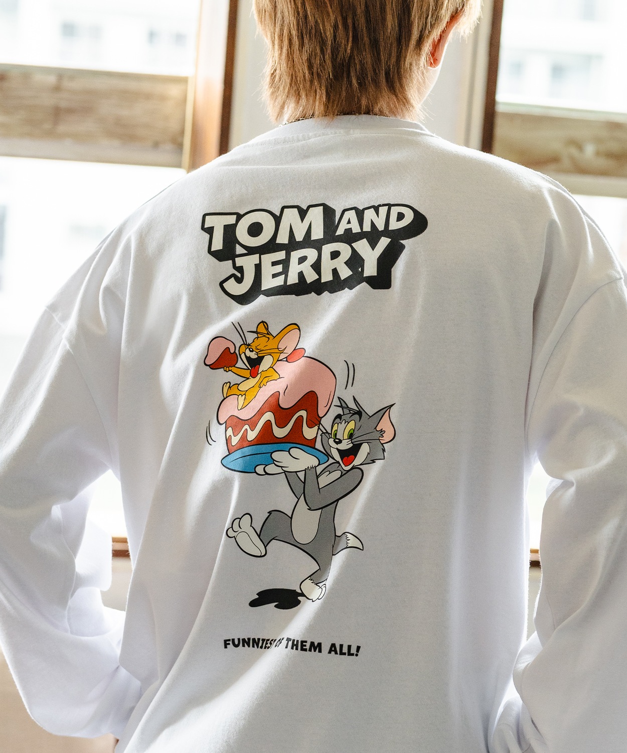 長袖Tシャツ メンズ TOM&JERRY トムとジェリー プリント ケーキ カットソー ロンT カートゥーン 大きめ アメカジ カジュアル スケーター ストリート 古着MIX | improves | 02