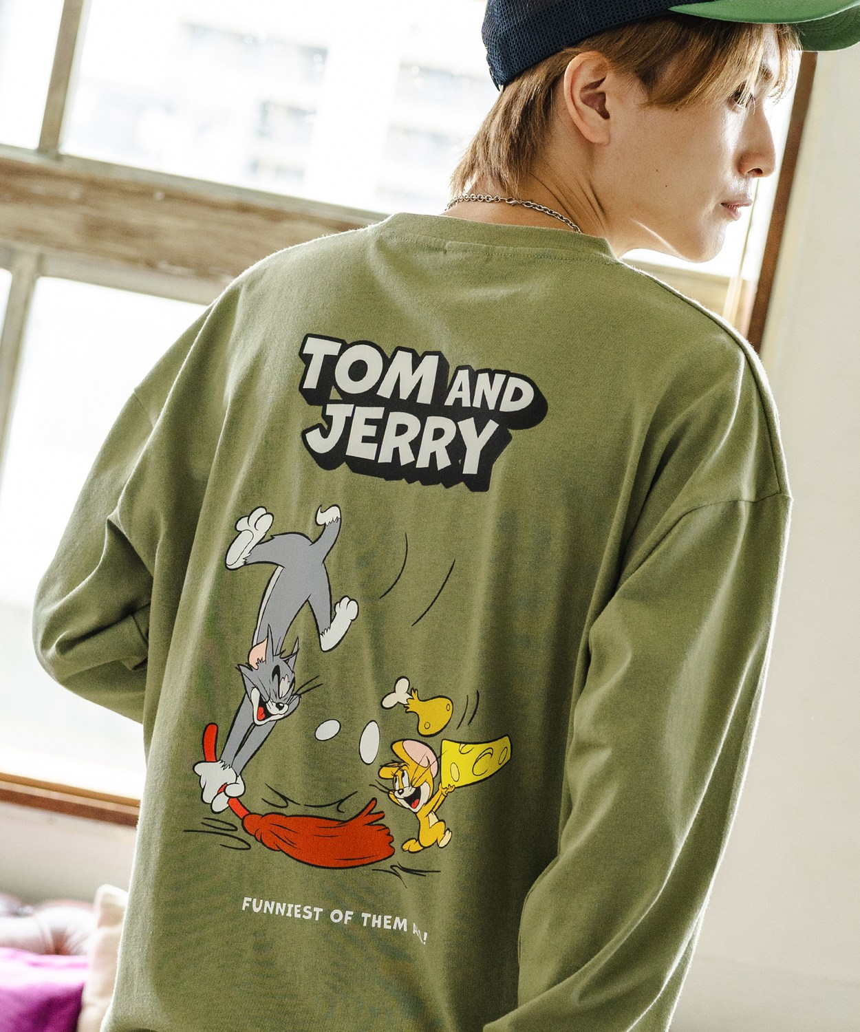 長袖Tシャツ メンズ TOM&JERRY トムとジェリー プリント スウィープ カットソー ロンT カートゥーン 大きめ アメカジ カジュアル スケーター 古着MIX | improves | 04