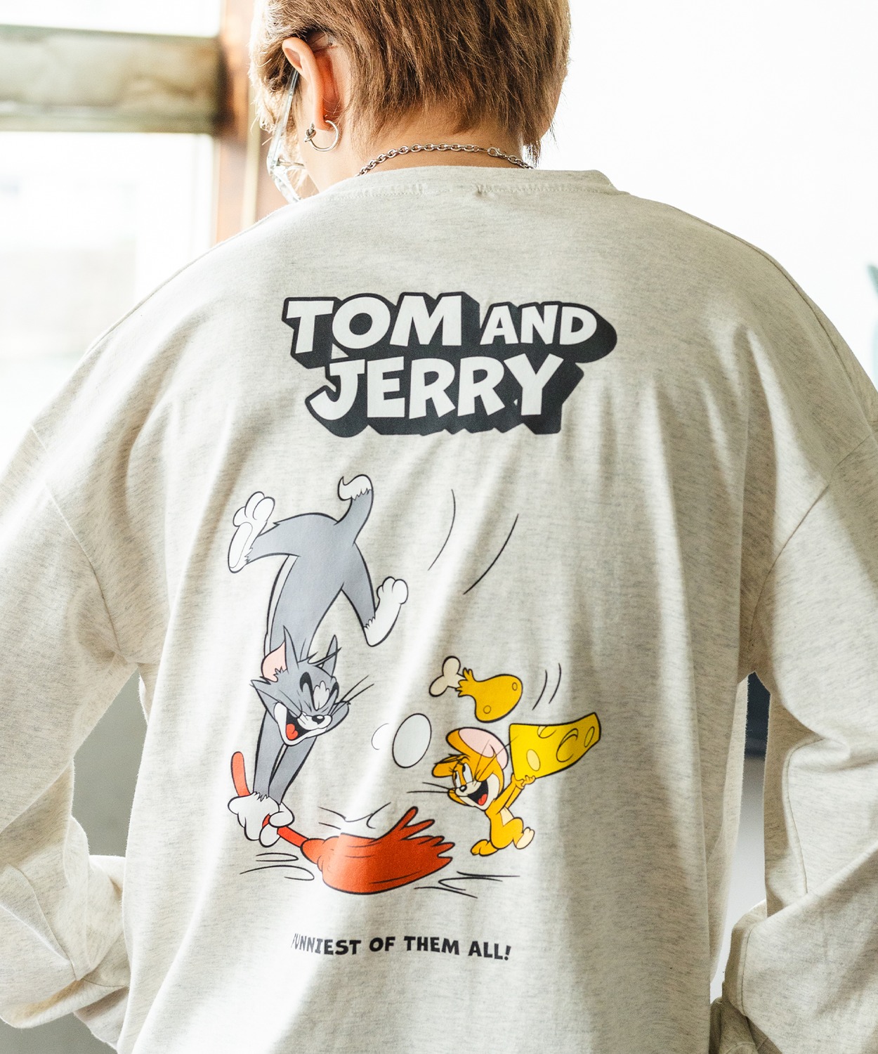 長袖Tシャツ メンズ TOM&JERRY トムとジェリー プリント スウィープ カットソー ロンT カートゥーン 大きめ アメカジ カジュアル スケーター 古着MIX | improves | 03
