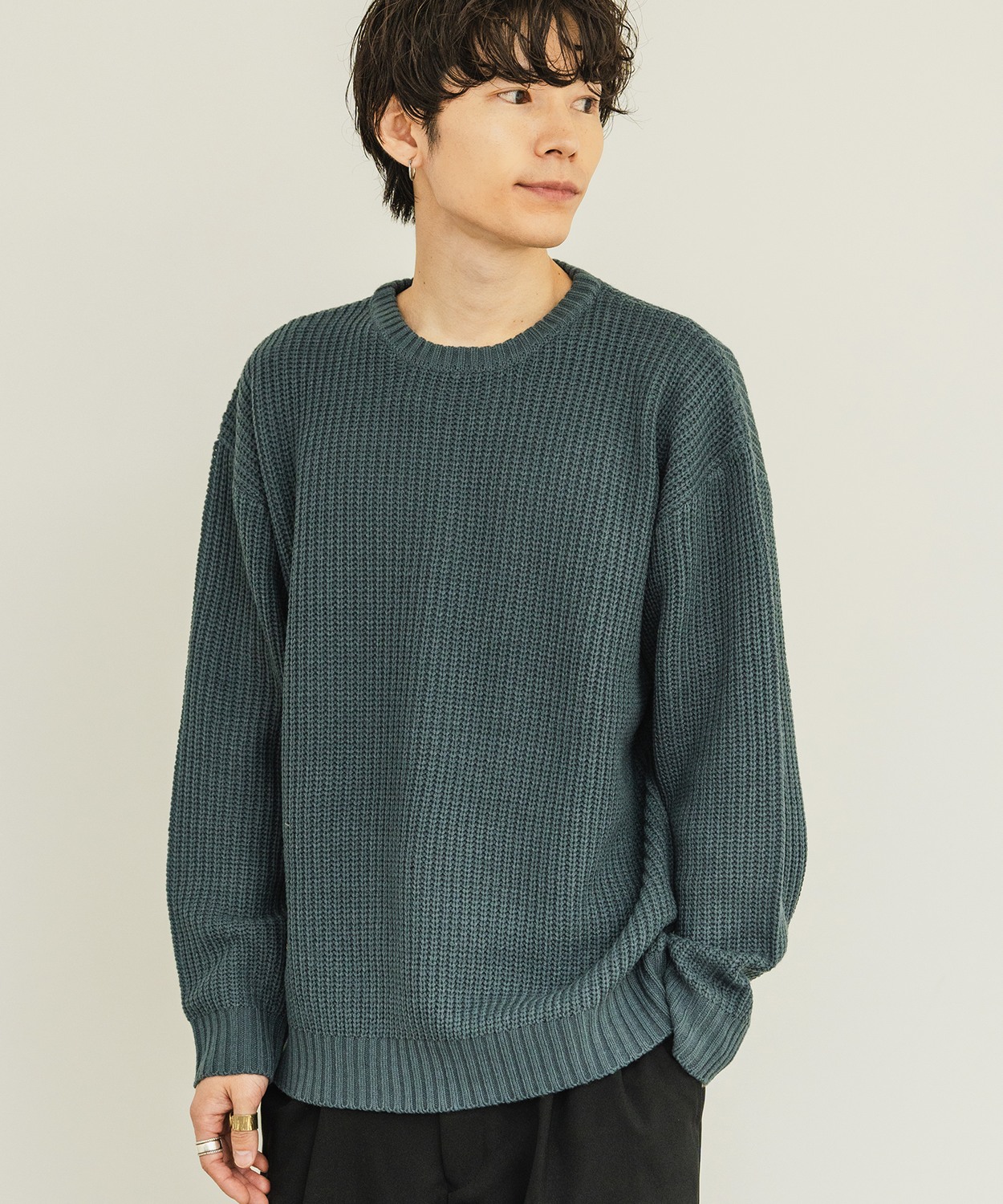 セーター メンズ 畦編み クルーネックニット 無地 アクリル ゆったり 大きいサイズ アメカジ カジュアル シンプル ストリート スケーター 韓国 | improves | 04