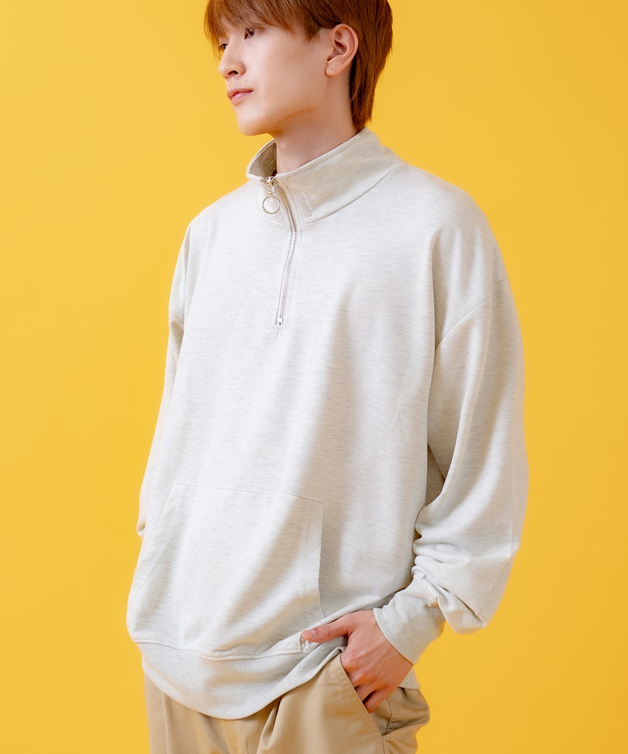 トレーナー メンズ ライトスウェット ハーフジップ スウェットシャツ 部屋着 シンプル カジュアル アメカジ ストリート スケーター ブラック チャコール グレー | improves | 01