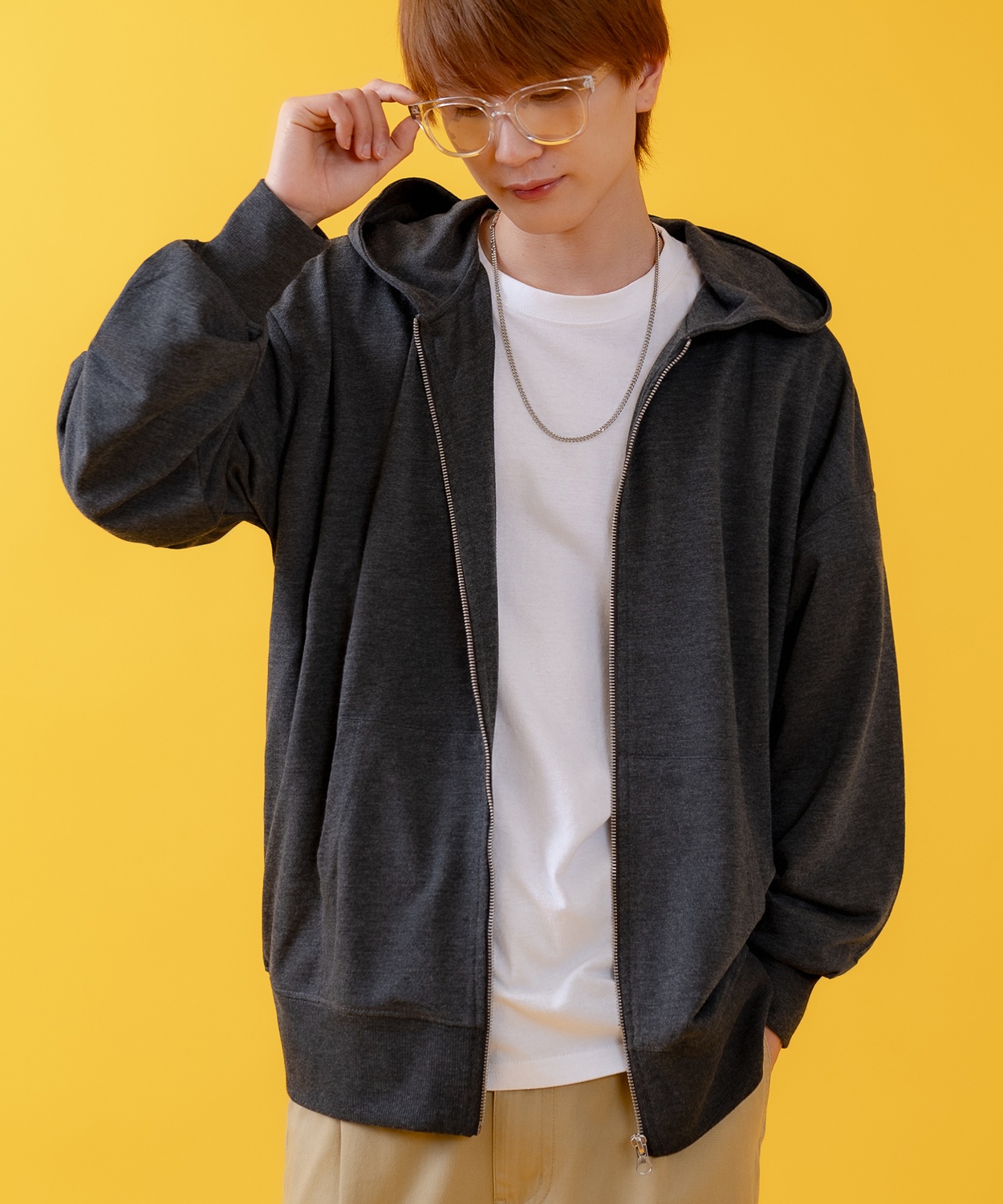 パーカー メンズ ライトスウェット ジップアップパーカー フーディー 部屋着 シンプル カジュアル アメカジ ストリート スケーター ブラック チャコール グレー | improves | 04