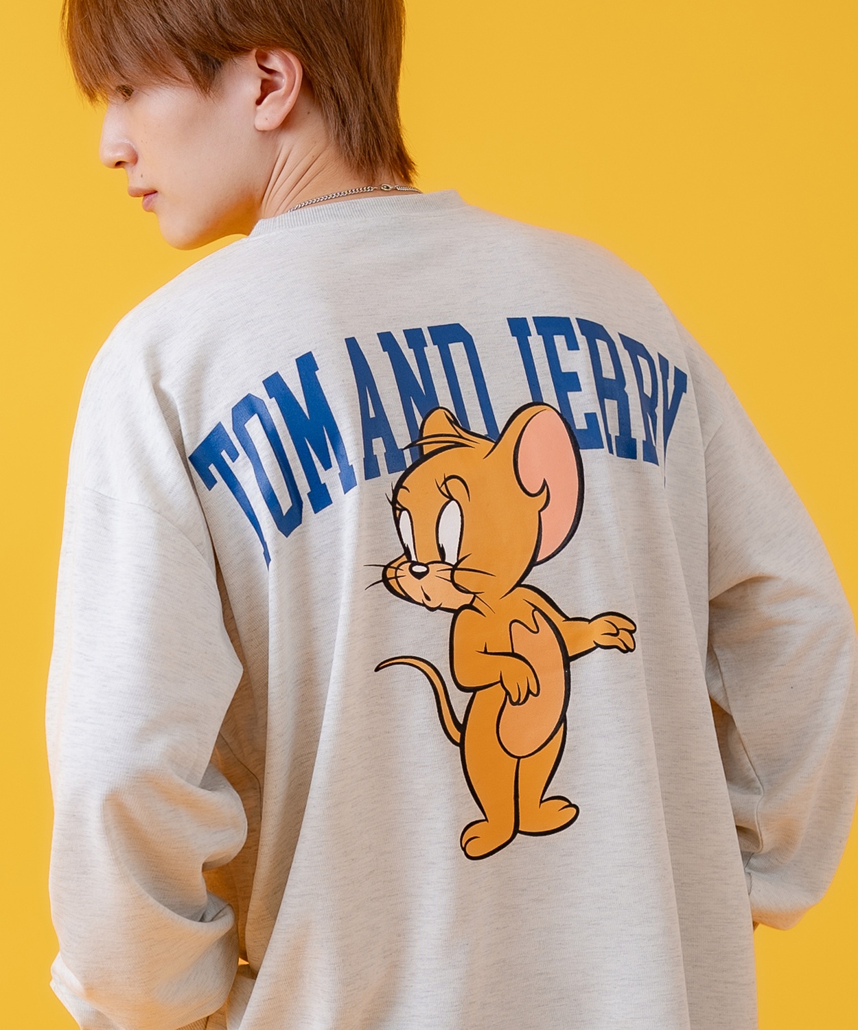 長袖Tシャツ メンズ TOM&JERRY トムとジェリー プリント カットソー ロンT カートゥーン 大きめ アメカジ カジュアル スケーター ストリート 古着MIX | improves | 01