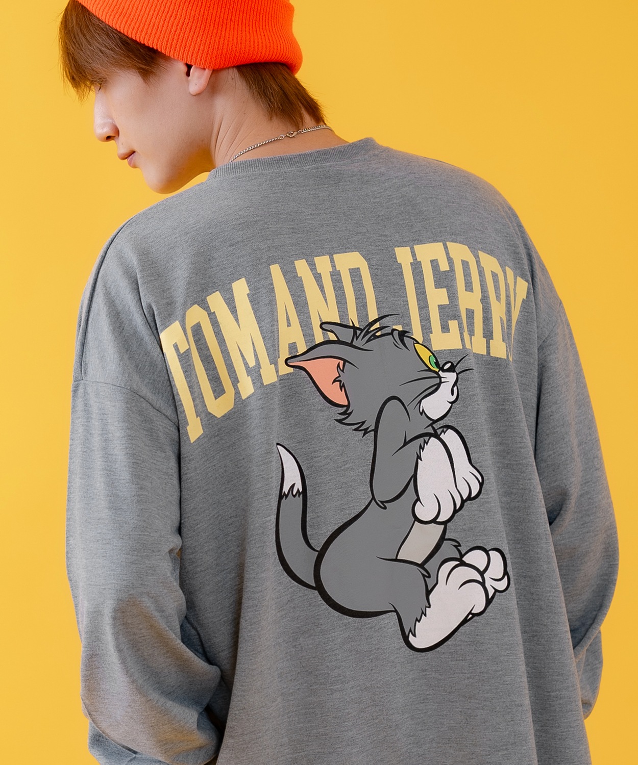 長袖Tシャツ メンズ TOM&JERRY トムとジェリー プリント カットソー ロンT カートゥーン 大きめ アメカジ カジュアル スケーター ストリート 古着MIX | improves | 01
