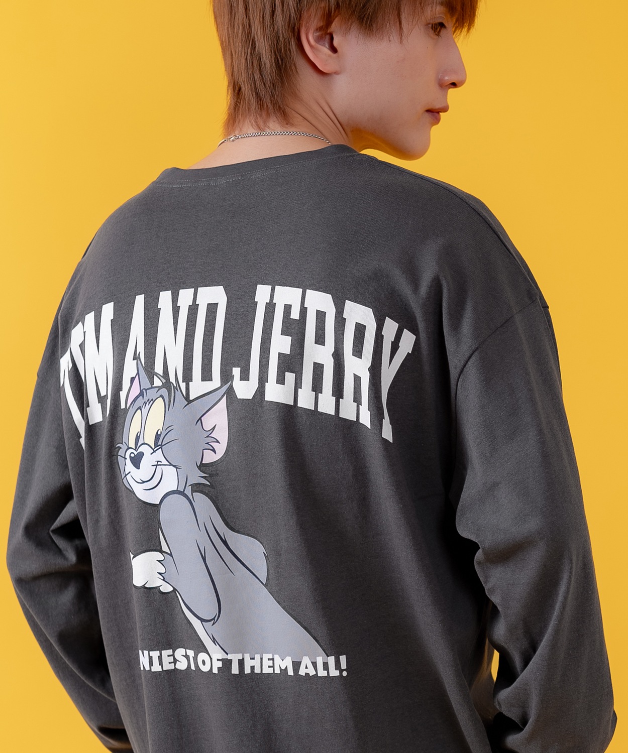 長袖Tシャツ メンズ TOM&JERRY トムとジェリー プリント カットソー ロンT カートゥーン 大きめ アメカジ カジュアル スケーター ストリート 古着MIX | improves | 02