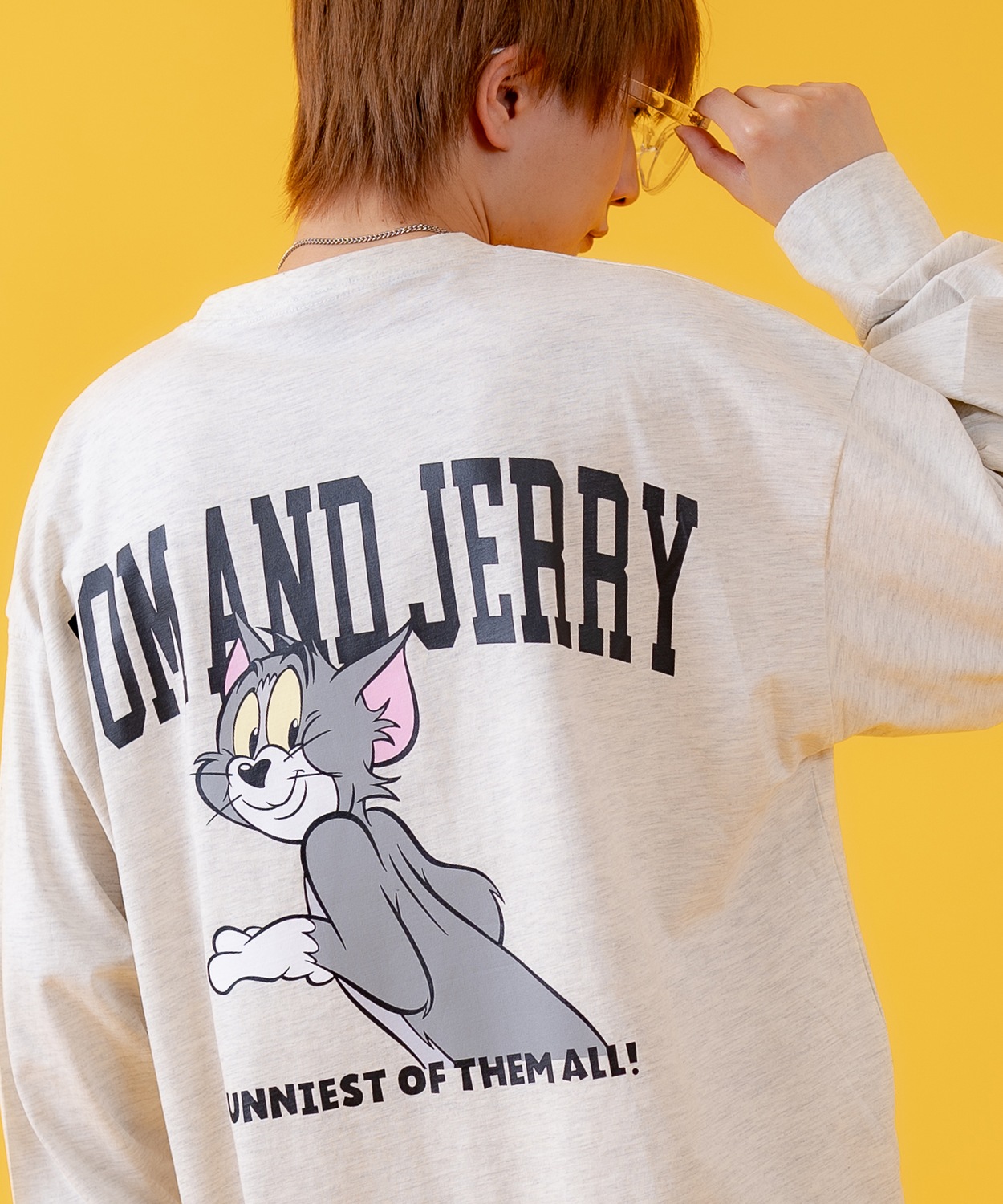 長袖Tシャツ メンズ TOM&JERRY トムとジェリー プリント カットソー ロンT カートゥーン 大きめ アメカジ カジュアル スケーター ストリート 古着MIX | improves | 01