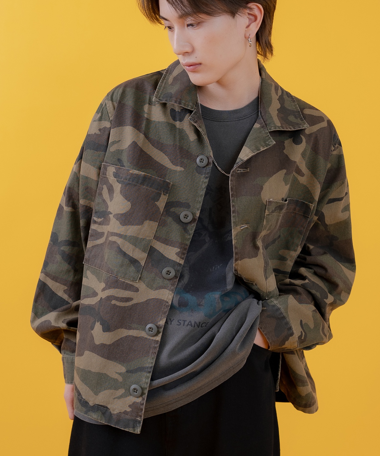 ミリタリージャケット メンズ レディース 切り替え カモフラジャケット カジュアル アメカジ ストリート スケーター ストリート古着MIX 韓国ファッション | improves | 01