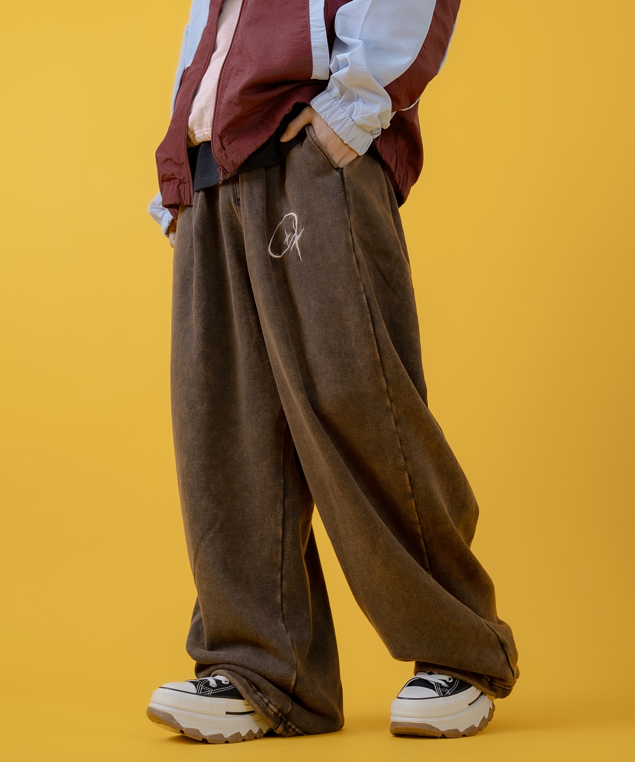 スウェットパンツ メンズ レディース グランジ加工 裏毛 タックパンツ ワイドパンツ アメカジ カジュアル スケーター ストリート 古着MIX 韓国 | improves | 03