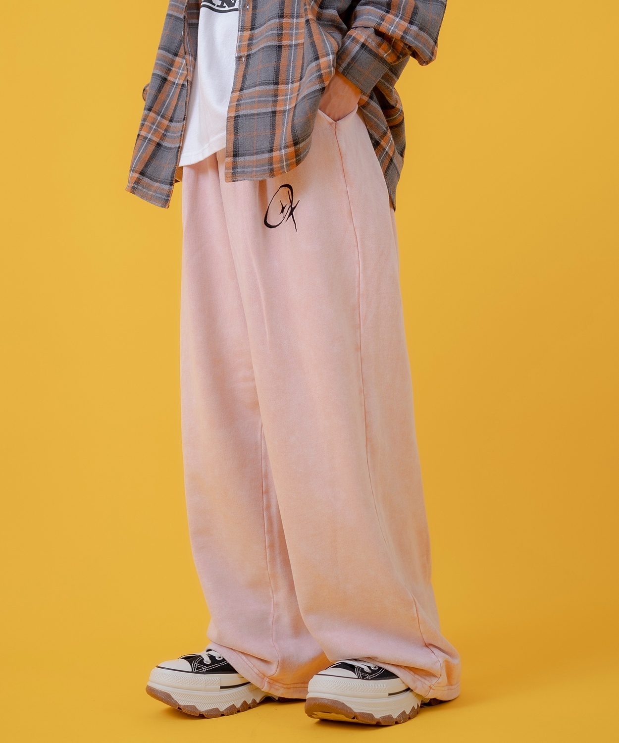 スウェットパンツ メンズ レディース グランジ加工 裏毛 タックパンツ ワイドパンツ アメカジ カジュアル スケーター ストリート 古着MIX 韓国 | improves | 02