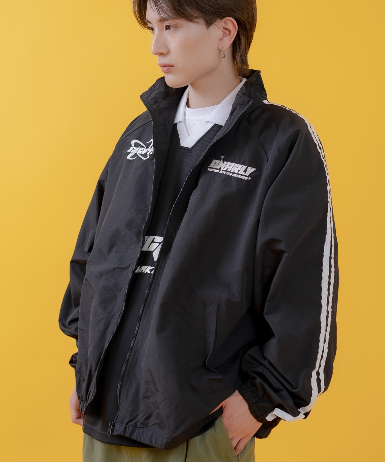 ナイロンブルゾン メンズ 切り替え フルジップブルゾン カジュアル アメカジ ストリート スケーター ストリート古着MIX 韓国 | improves | 03