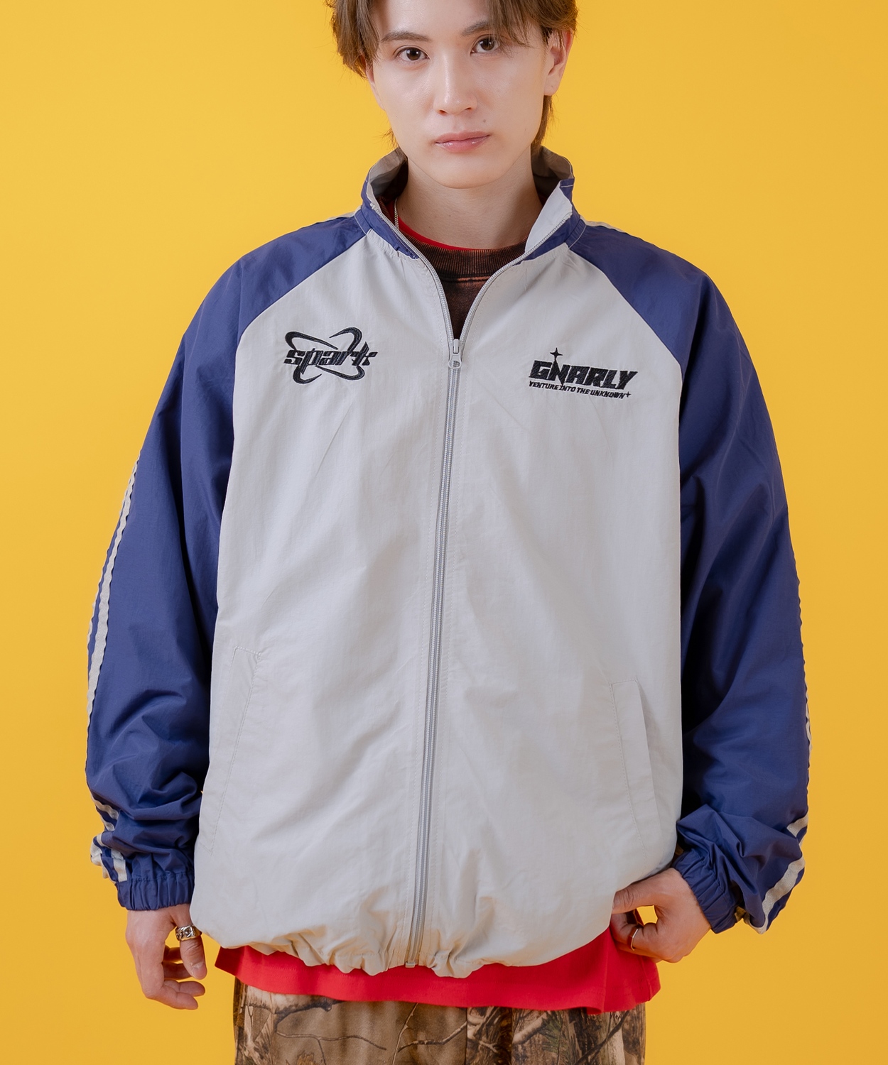 ナイロンブルゾン メンズ 切り替え フルジップブルゾン カジュアル アメカジ ストリート スケーター ストリート古着MIX 韓国 | improves | 01