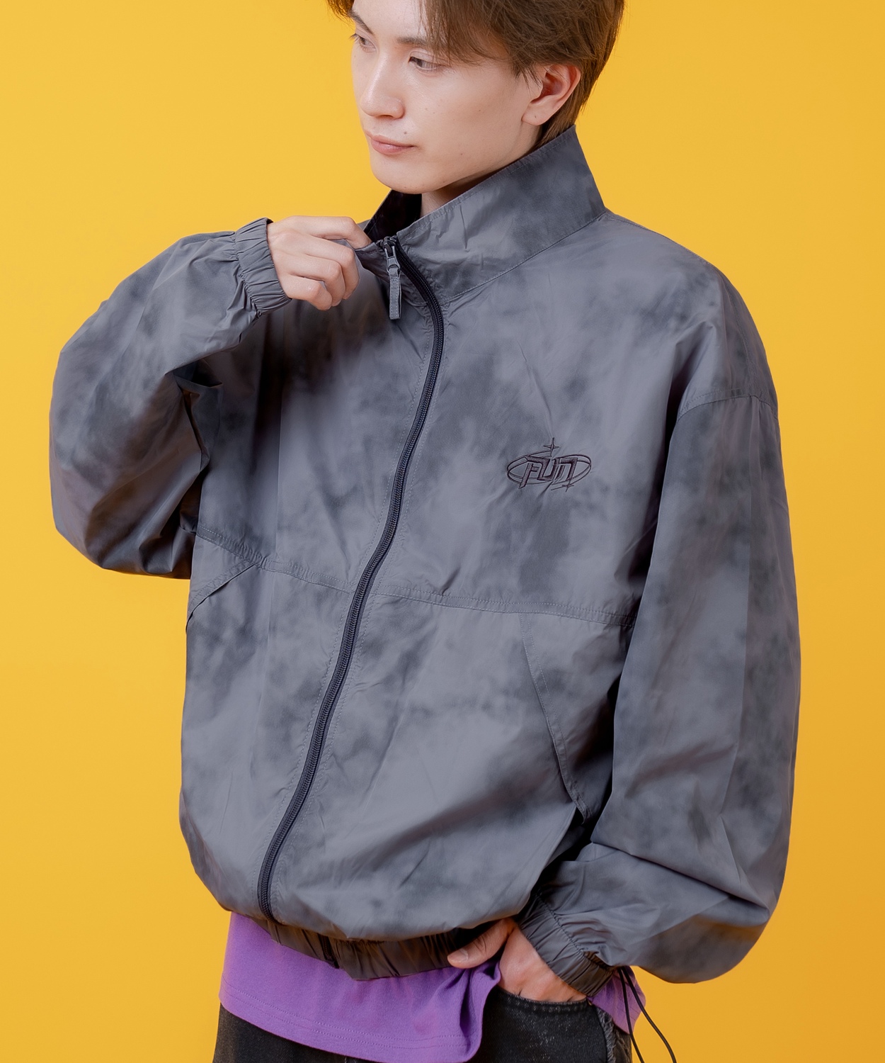 ナイロンジャケット メンズ レディース 切り替え フルジップ ブルゾン ナイロン タイダイ柄 カジュアル アメカジ ストリート スケーター ストリート古着MIX 韓国 | improves | 02