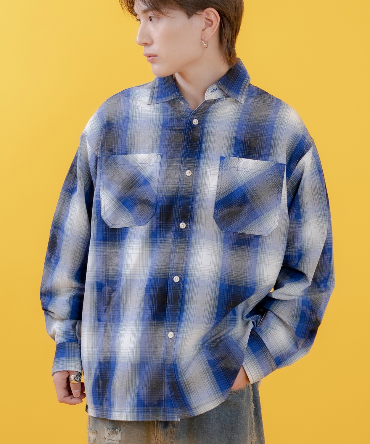 長袖シャツ メンズ レディース チェックシャツ ビッグサイズ オーバーサイズ 大きめ アメカジ カジュアル スケーター ストリート 古着MIX 韓国ファッション | improves | 01