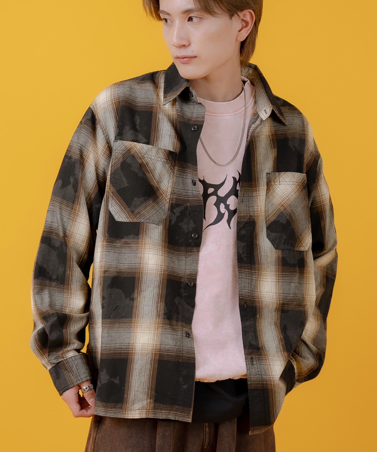 長袖シャツ メンズ レディース チェックシャツ ビッグサイズ オーバーサイズ 大きめ アメカジ カジュアル スケーター ストリート 古着MIX 韓国ファッション | improves | 03