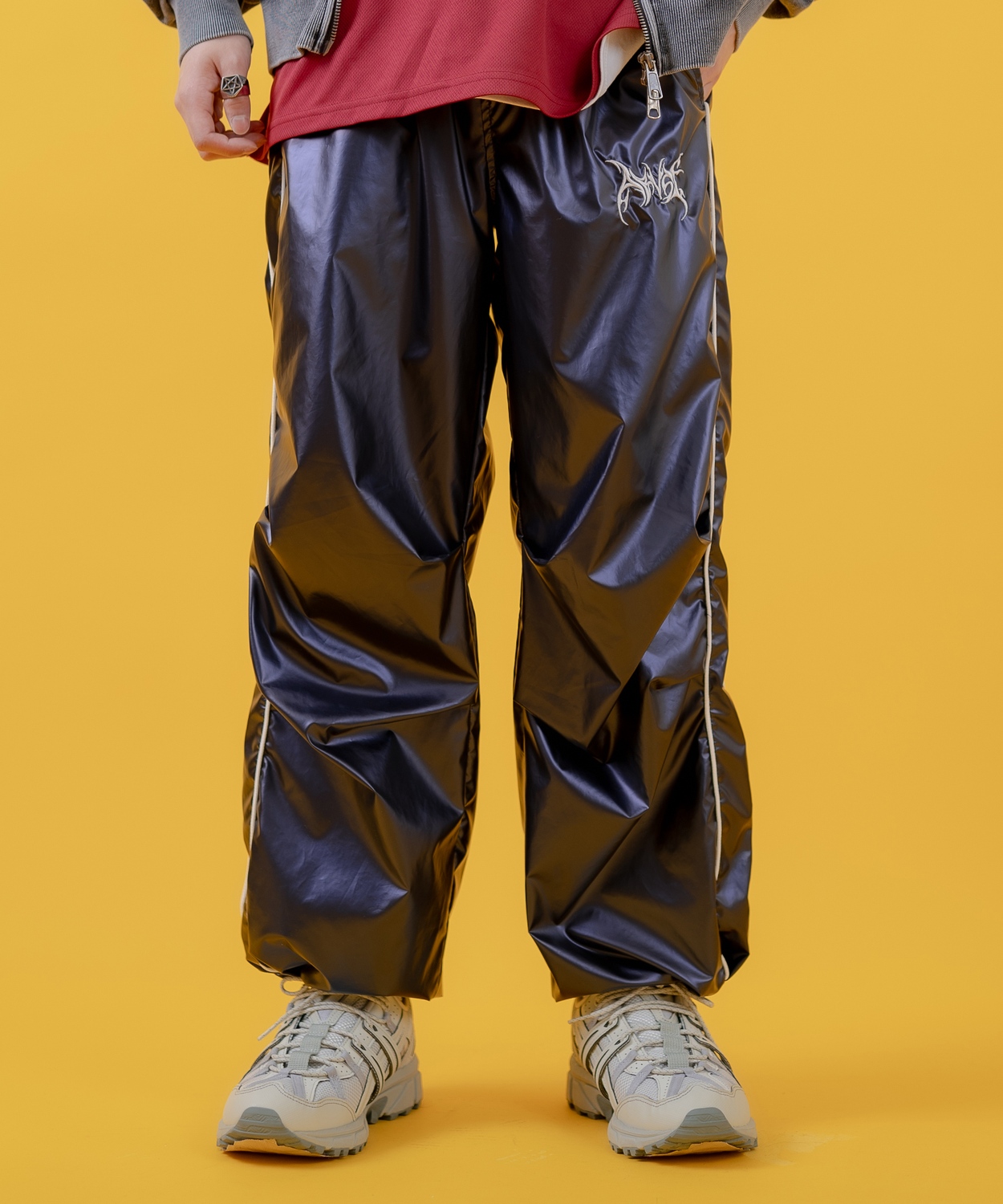 ジョガーパンツ メンズ レディース メタリックシャイニーサイバーパンツ ワイドパンツ カジュアル スケーター ストリート 古着MIX 韓国ファッション | improves | 02