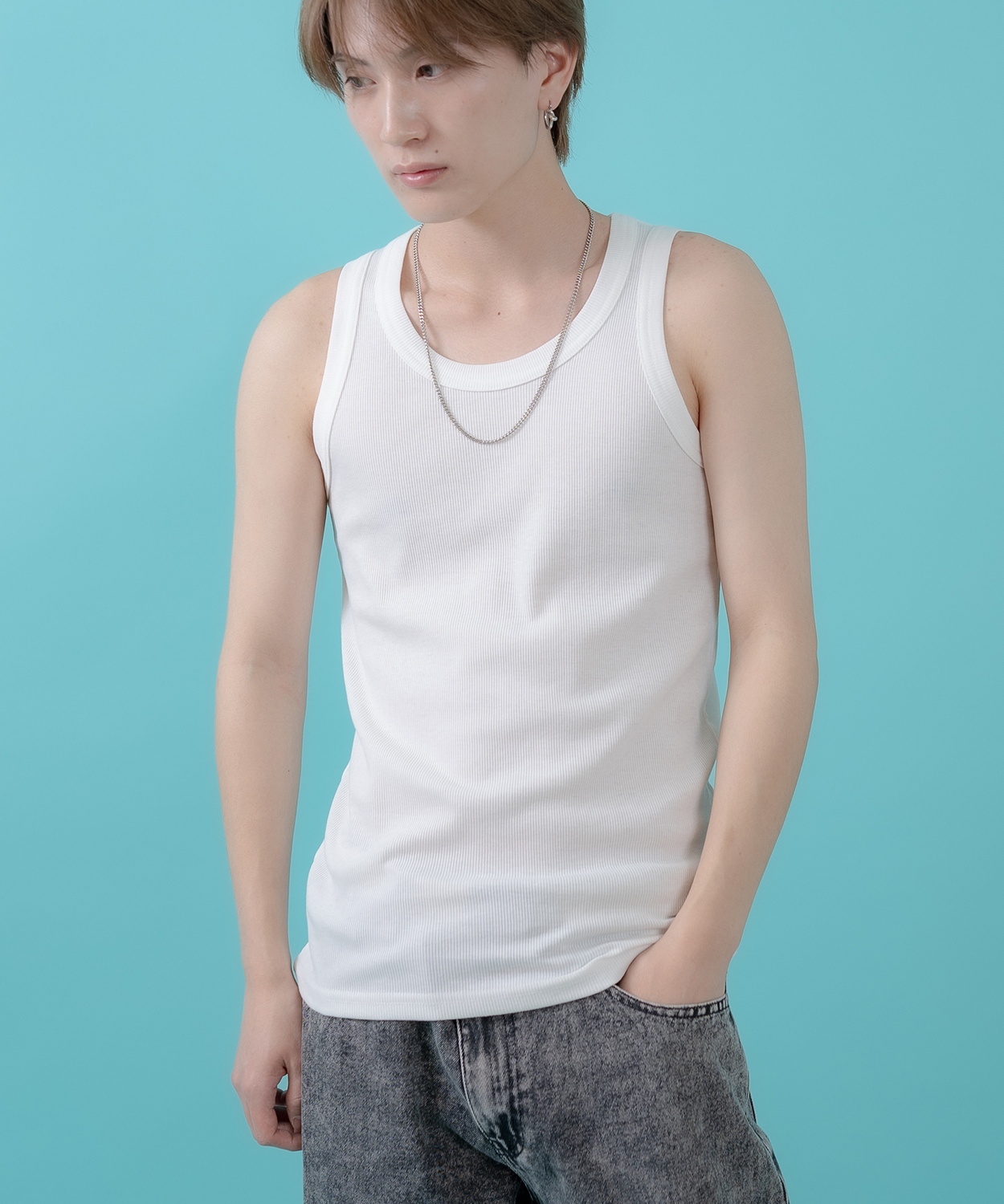 Tシャツ メンズ レディース ノースリーブ タンクトップ ロング カジュアル アメカジ ストリート スケーター 古着MIX 韓国ファッション | improves | 01